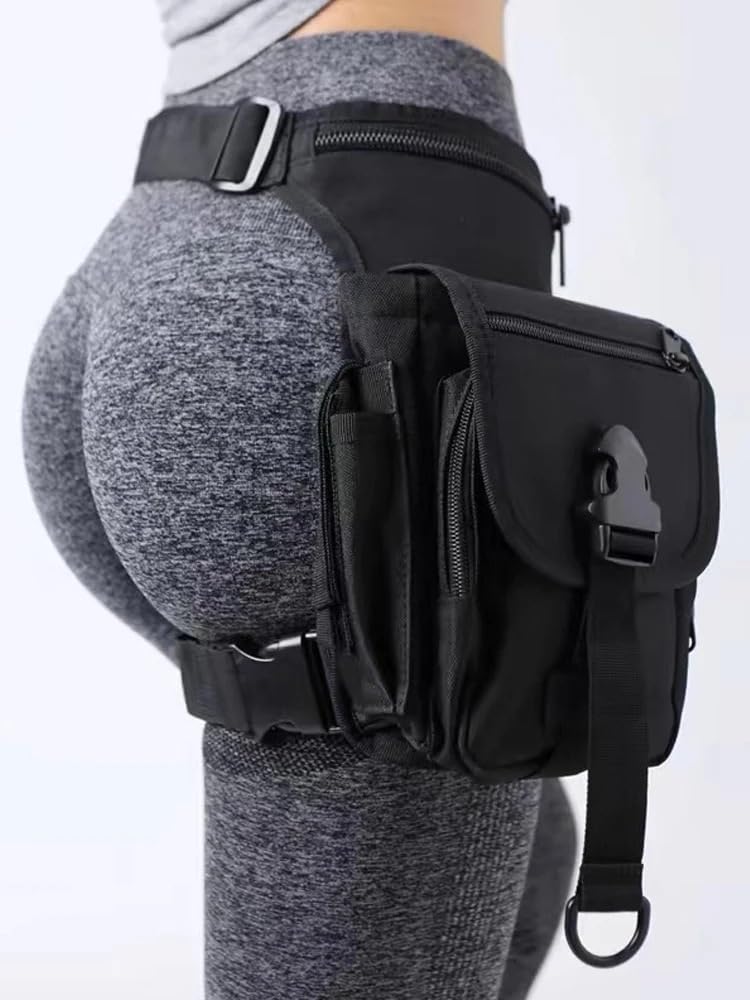 Sacoche Moto Jambe Sac de Jambe étanche en Nylon for Femmes, Sac Banane Cuisse, Taille Moto, Sport Plein air