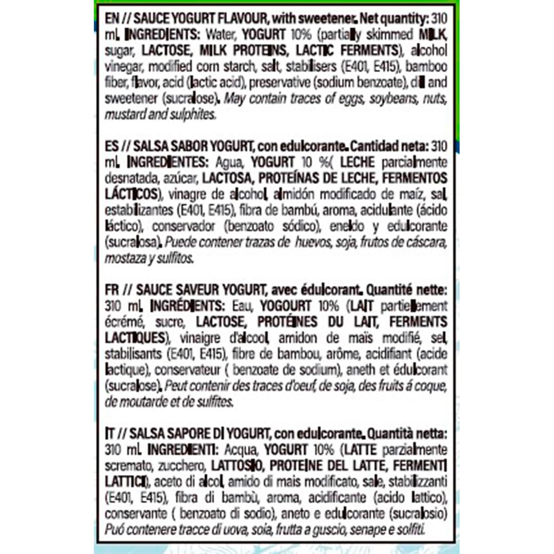 Sauzero Zero Calories Yogurt 310ml | Salsa Baja en Calorías y sin Azúcares añadidos | Sirope para acompañar tus platos y recetas