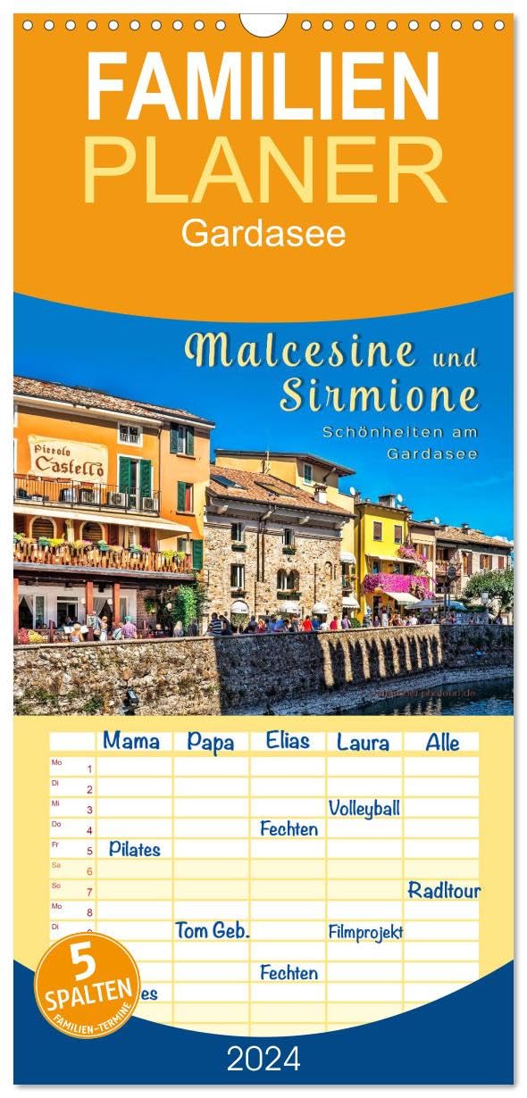 Familienplaner 2024 - Malcesine und Sirmione, Schönheiten am Gardasee mit 5 Spalten (Wandkalender, 21 cm x 45 cm) CALVENDO: Eine Reise in die ... Malcesine am Lago di Garda. (CALVENDO Orte)