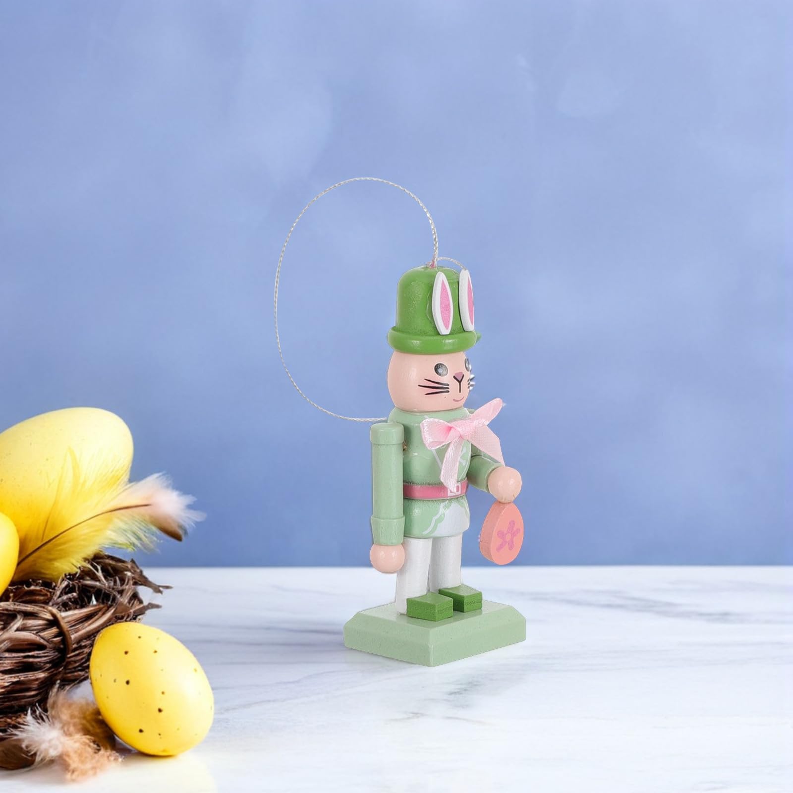 minkissy 20 Pezzi Statuina Schiaccianoci Coniglio Pasquale in Legno per