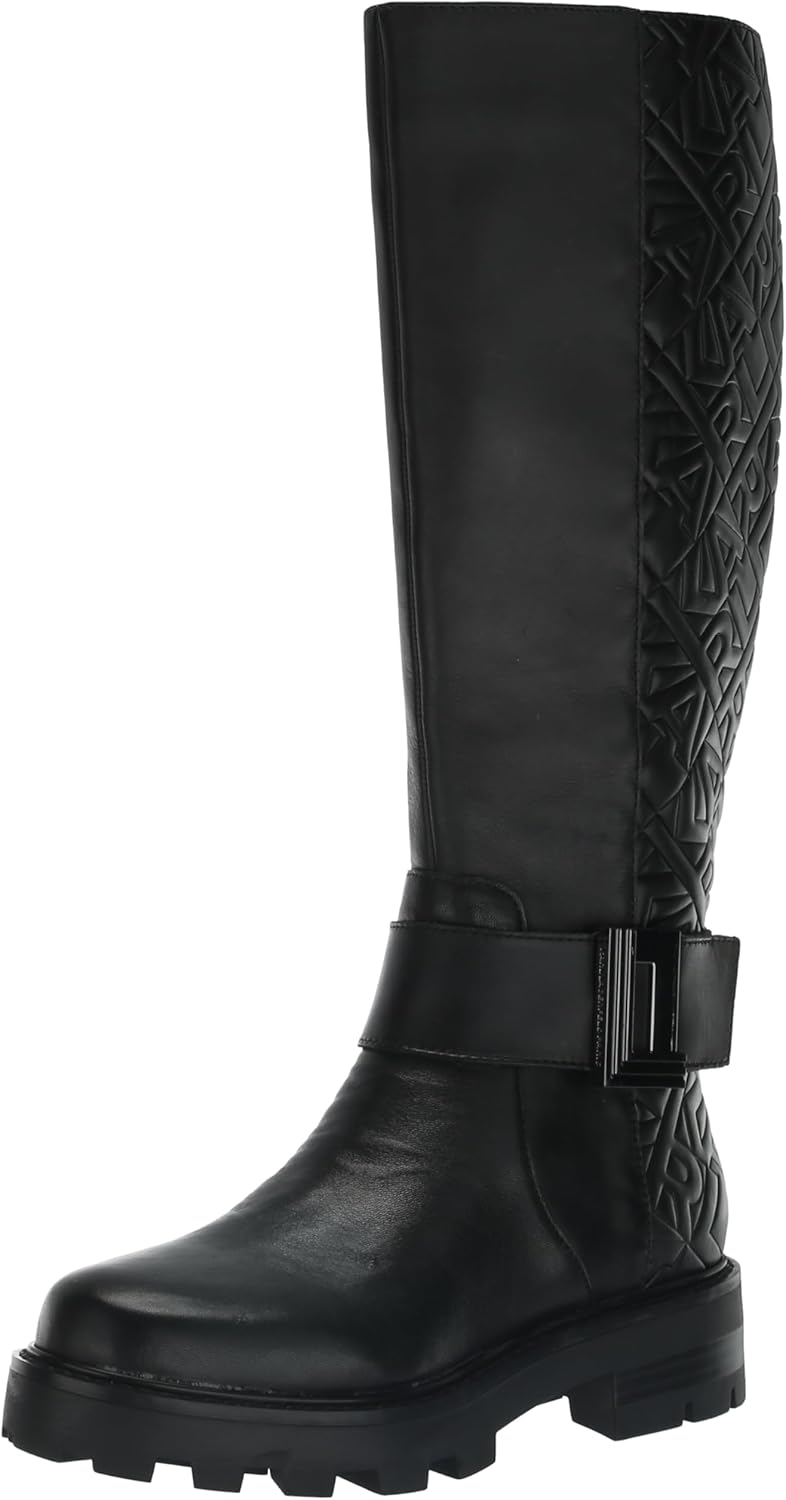 Karl Lagerfeld Paris Women's Meara-50/50 Knee Boot, Black, 8.5
