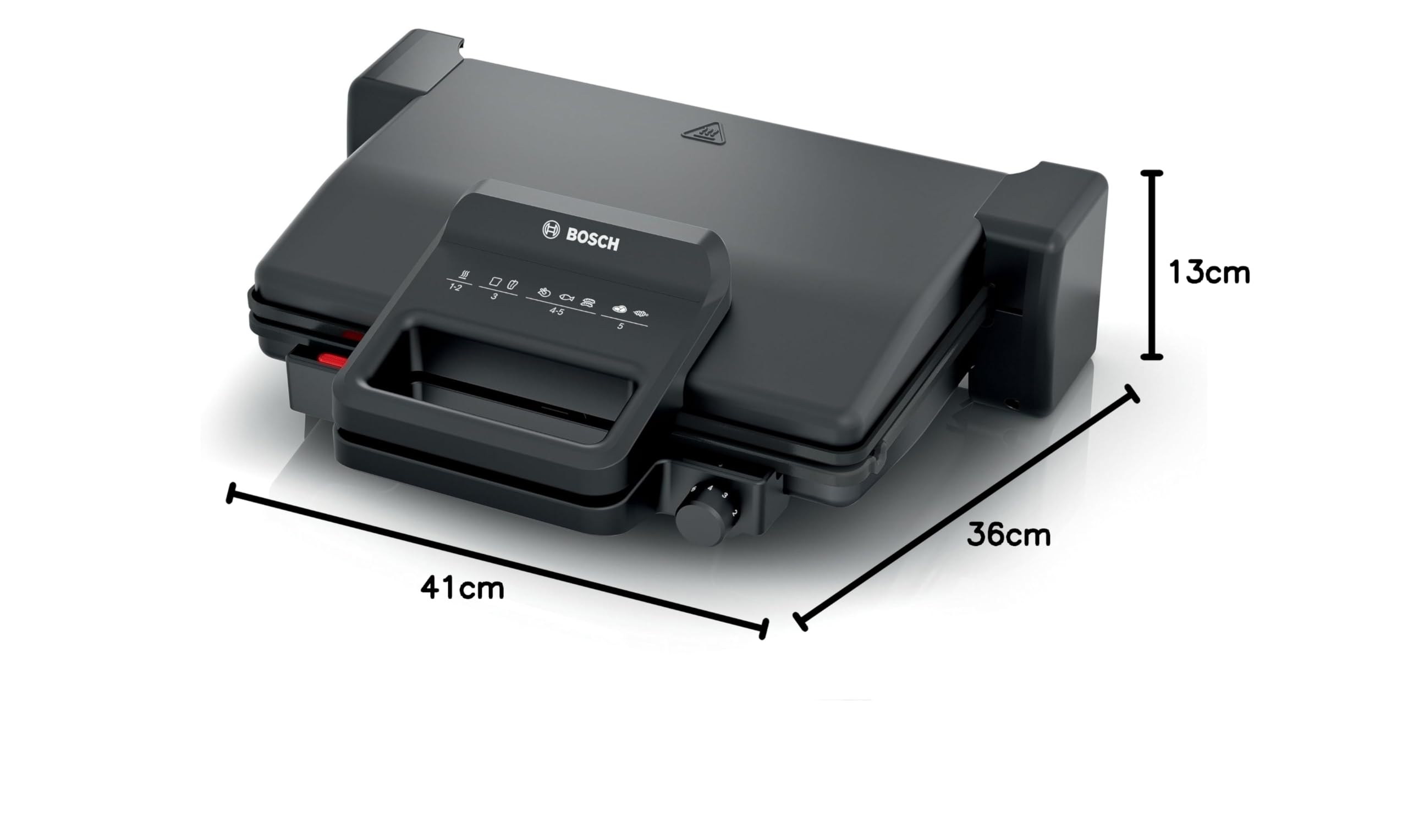 Bosch Bistecchiera TCG3323, 3 Posizioni di Cottura, 5 Livelli di temperatura, 2000W, Piastre Grill in Alluminio Rimovibili e Lavabili in Lavastoviglie, Rivestimento Ceramico Antiaderente, Nero