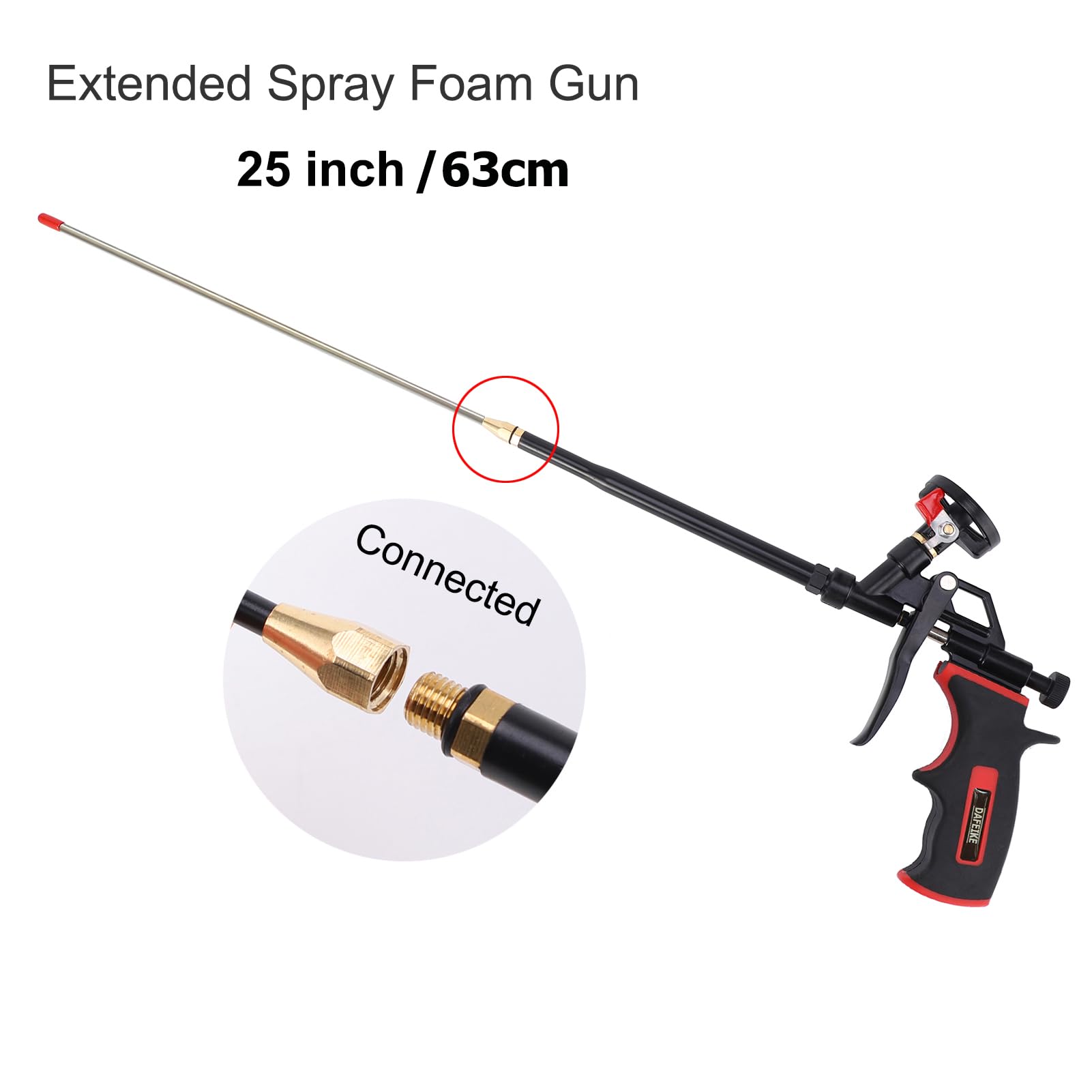 Pistola a spruzzo estesa per isolamento in schiuma, 63 cm, pistola a spruzzo in teflon, pistola per schiuma espandibile, per isolamento e calafataggio, nero
