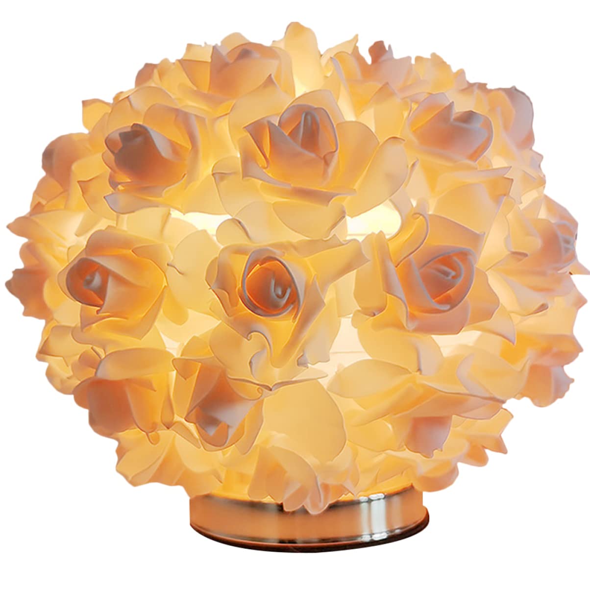 Desktop Center Home Table Floral Girl Rose Lights Girls Ambient Flower Nightstand Lamp Apricot Us Plug Living Top Simplicity Decoration Light Room for Party Bedside Bedroom