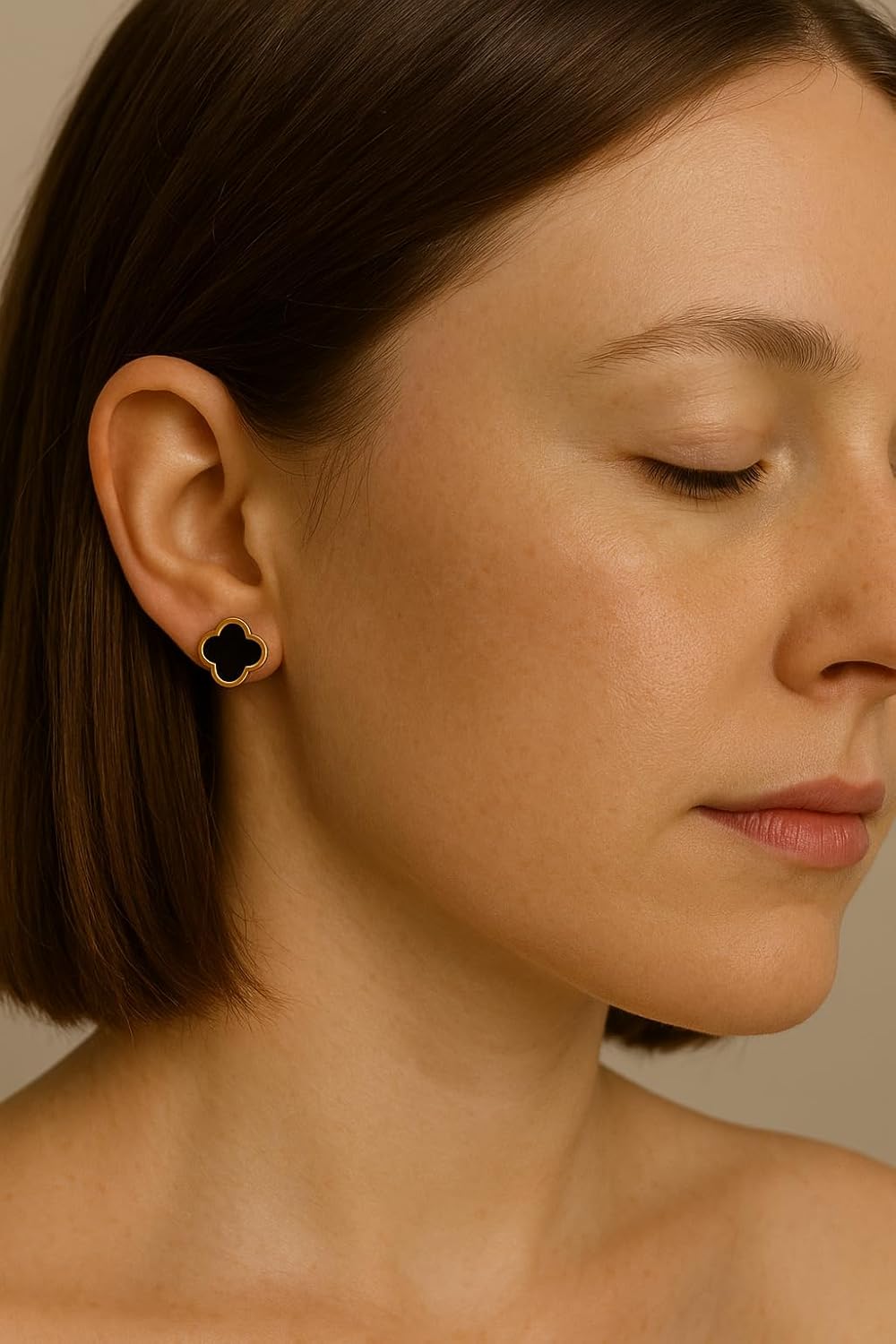 Gold "Flower" Stud Earrings for women - Hypoallergenic Dainty Jewelry Gift 18K Gold Plated Steel - Image 3