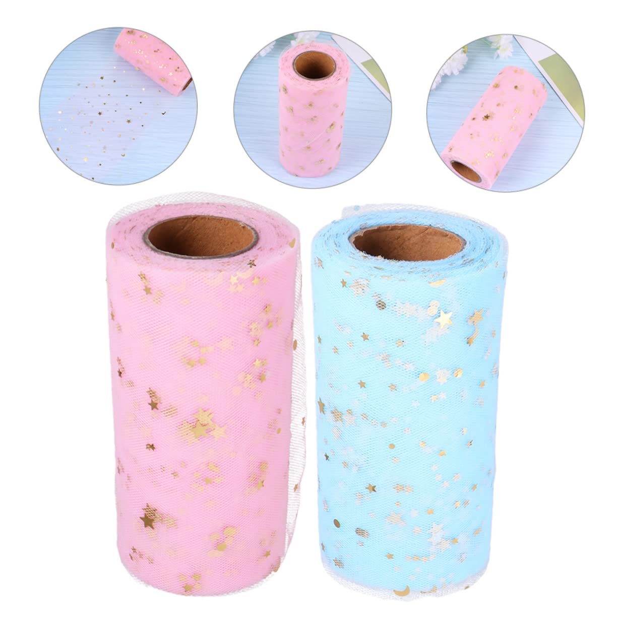 NUOBESTY 6pièces Tulle Avec Paillettes Étoiles Tissu De Mariage Fournitures Artisanales Rouleaux Pour Décorations