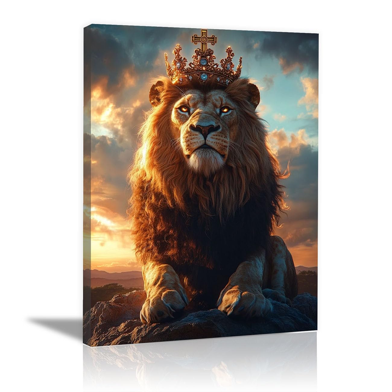 QUSAAOU Canvas Wall Art Jesus Jesus Lamb and Dove icture Christianity Cross Poster Print Painting for Living Room Bedroom Prayer Room Home Decorate(golden)-40x60cm Framed