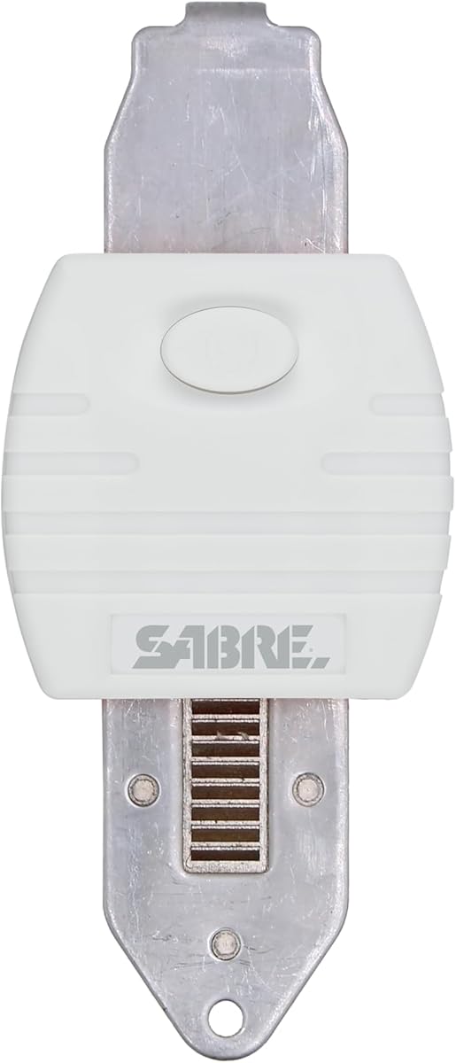 SABRE Portable Door Lock, Durable Metal Construction, Lightweight and Compact, Quick No-Tool Installation, Fits Most Inward-Swinging Hinged Doors, Requires 1/8 Inch Gap, For Houses, Apartments, Condos