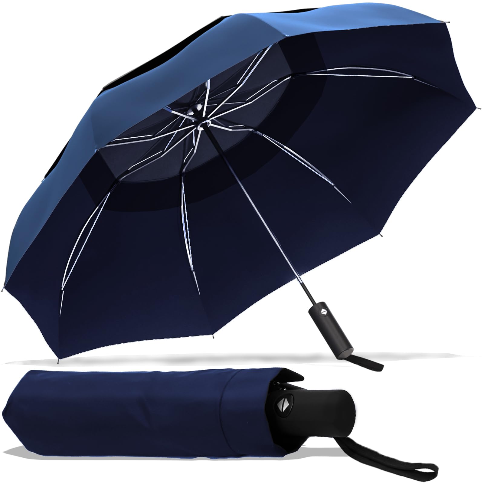 Windproof Travel Umbrella,Portable Umbrella with one Button for Auto Open and Close, Folding Umbrella with Inverted Design & Anti-bounce Closing Umbrella, Double Vented Canopy for Men & Women