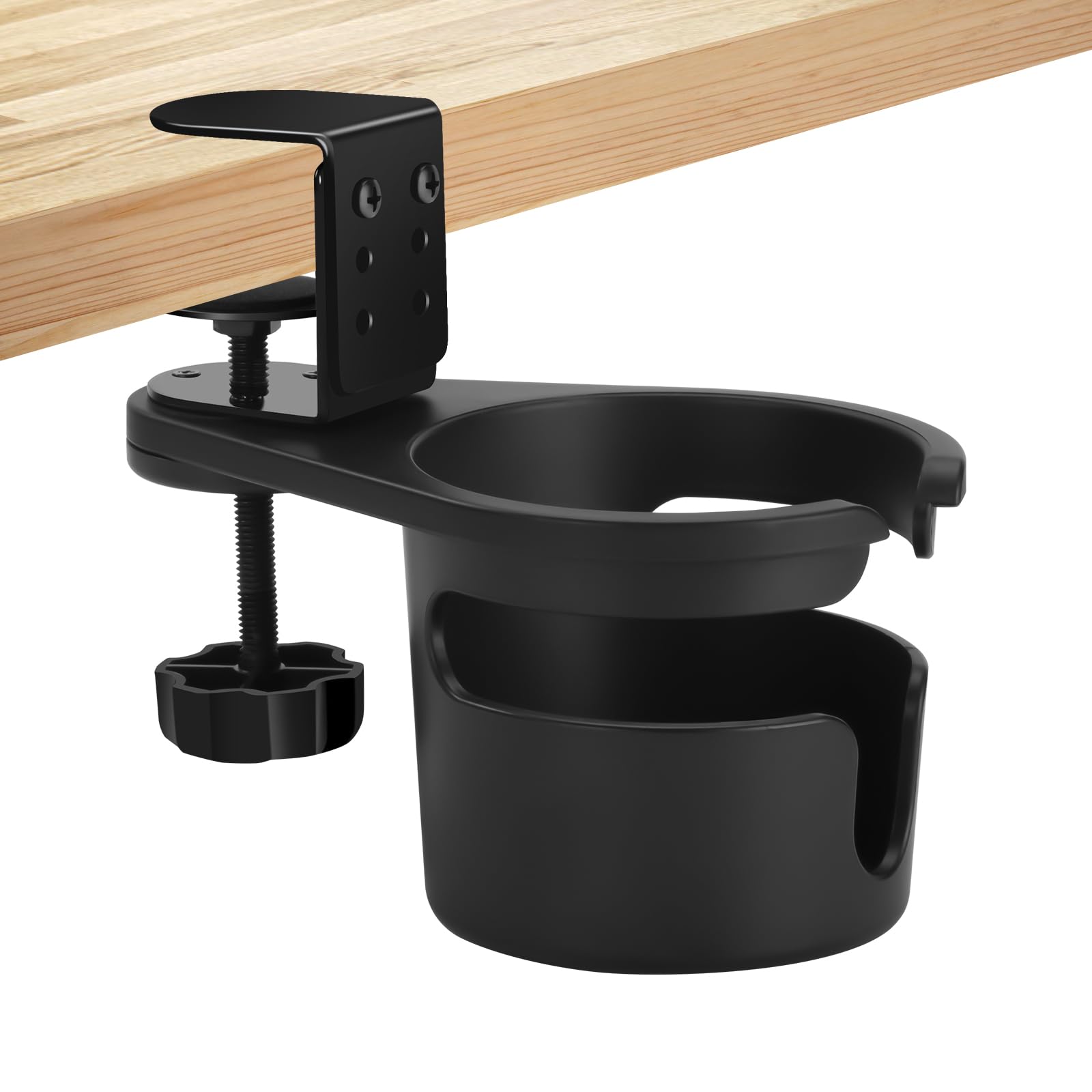 Desk Cup Holder Clamp Anti-Spill Table Edge Clamp Securely Holds Mugs,Bottles & Cups Rotatable Design Easy to Install Clip Cup Holder for Home, Office & Gaming