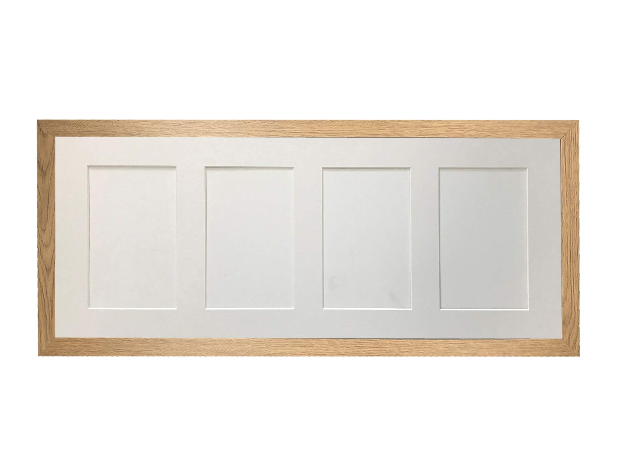 Frames By Post Oak Frame And White Multi Mount H7 Oak Picture Photo Frame With White 7 X 5 Inch Four Aperture Long Mount