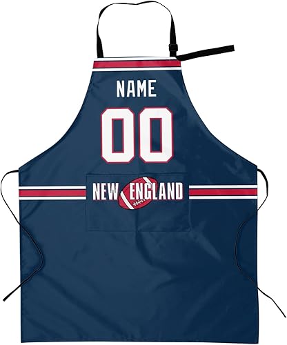 Delantal con bolsillos, nombre personalizado y número, regalos personalizados para hombres y mujeres fanáticos del fútbol