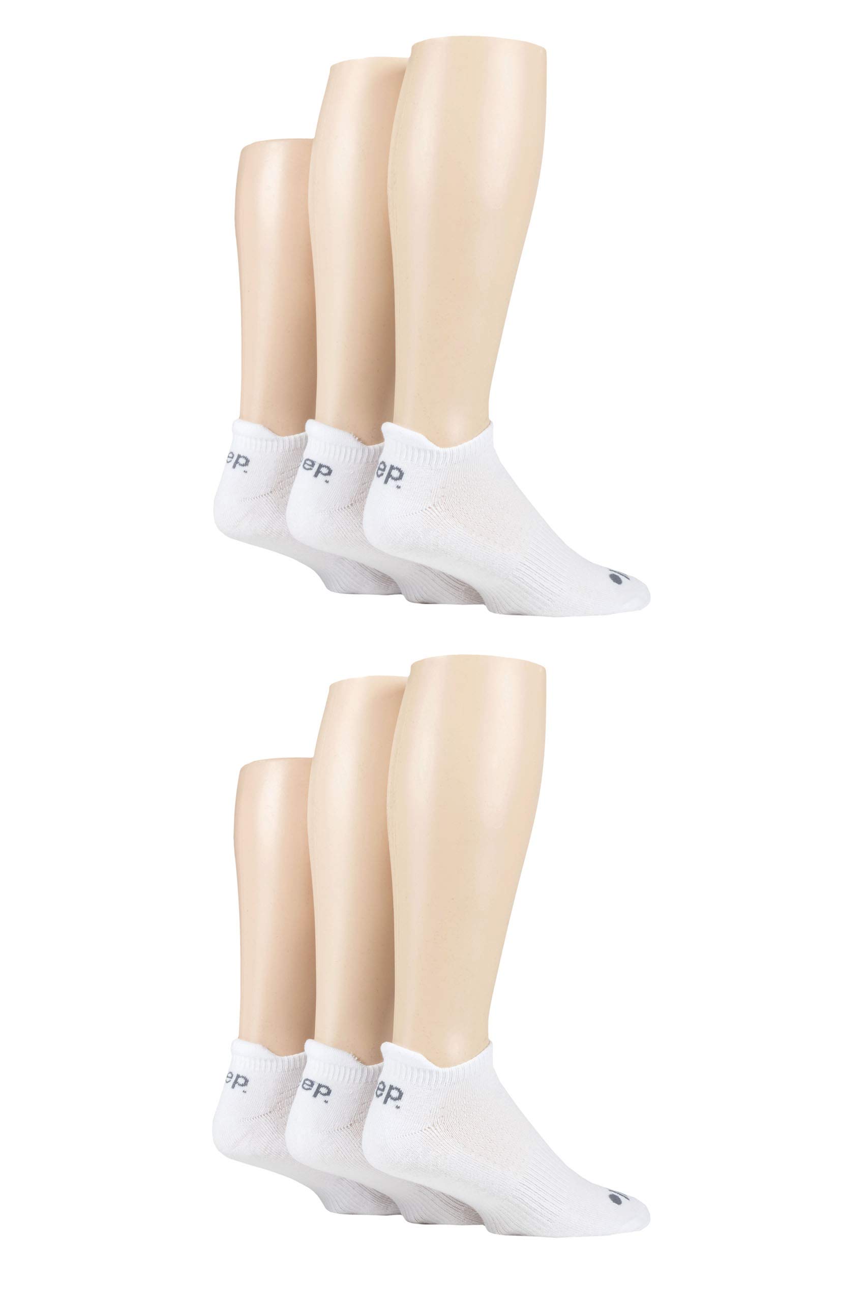 Jeep Men's White Performance Trainer Socks Pack Of 6 6-11