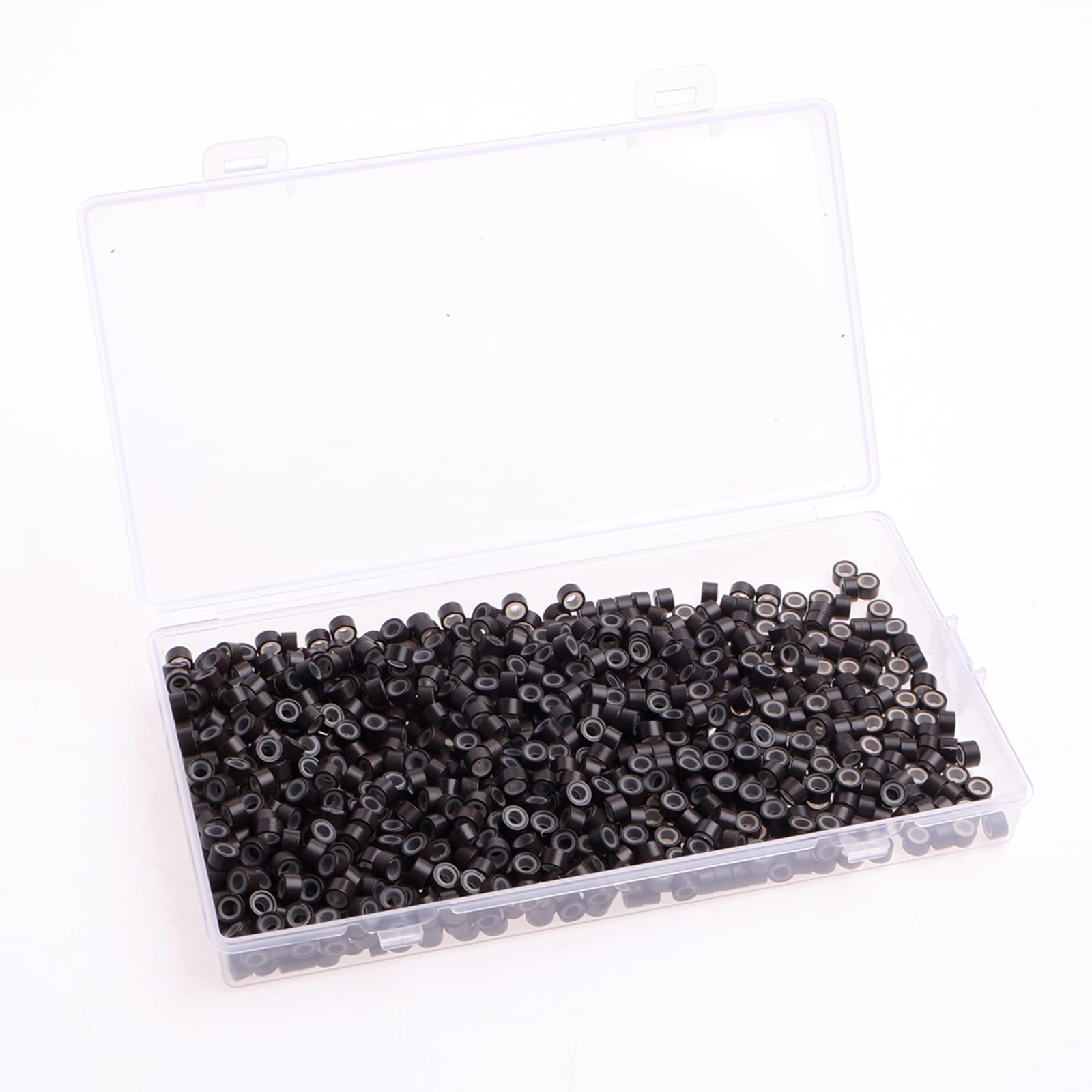 1000Pcs Nano Beads Hair Extensions, 5.0mm Micro Rings Silicone Lined for I Tip Hair Extensions Pre Bonded Links Hair Beads (Dark Brown)
