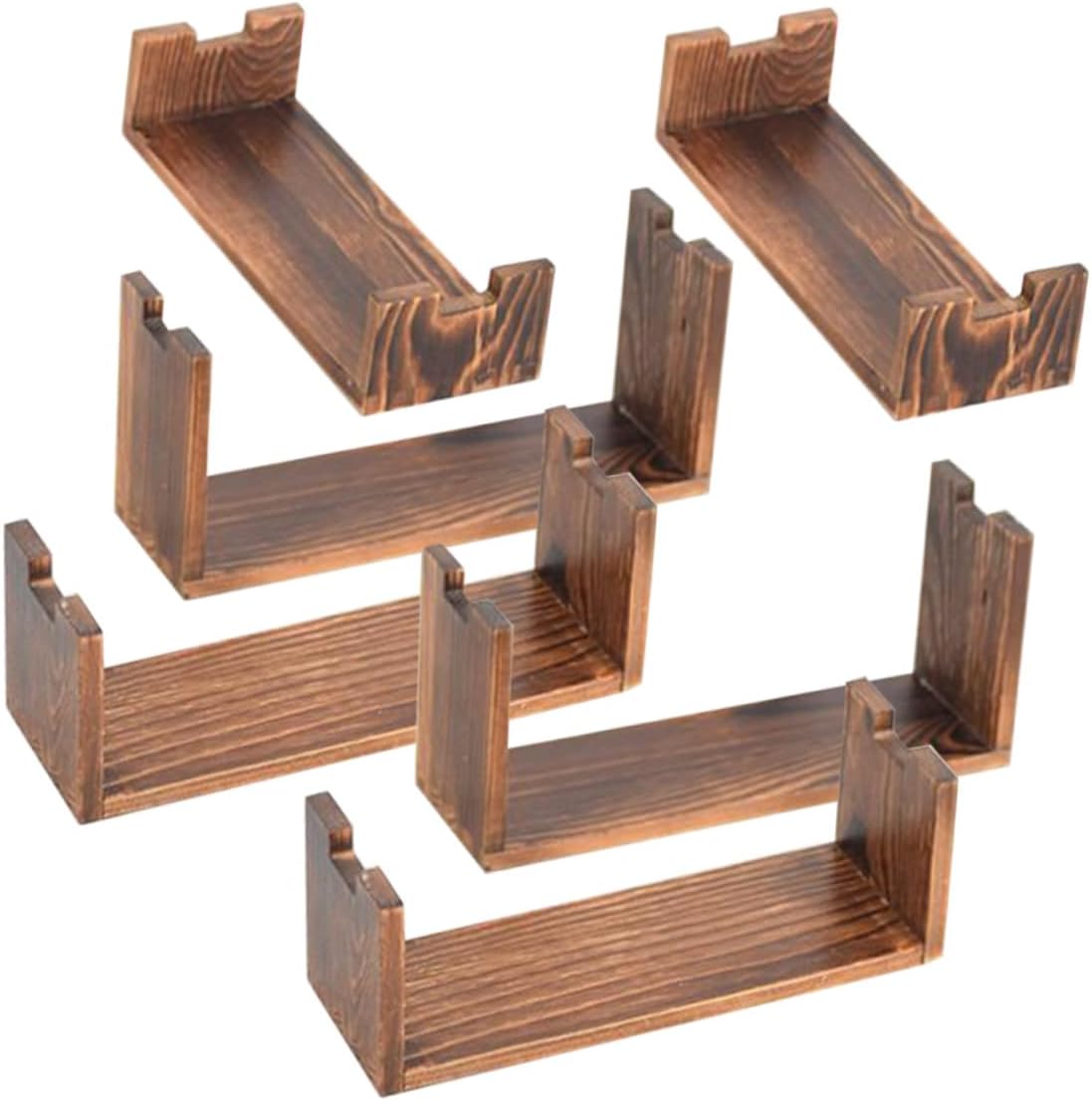 2 Sets Wooden Display Stand Organizer for Cupcakes Desserts Cosmetics Minimalist Rustic Wood Riser for Household Tabletop Retail Counter Decor