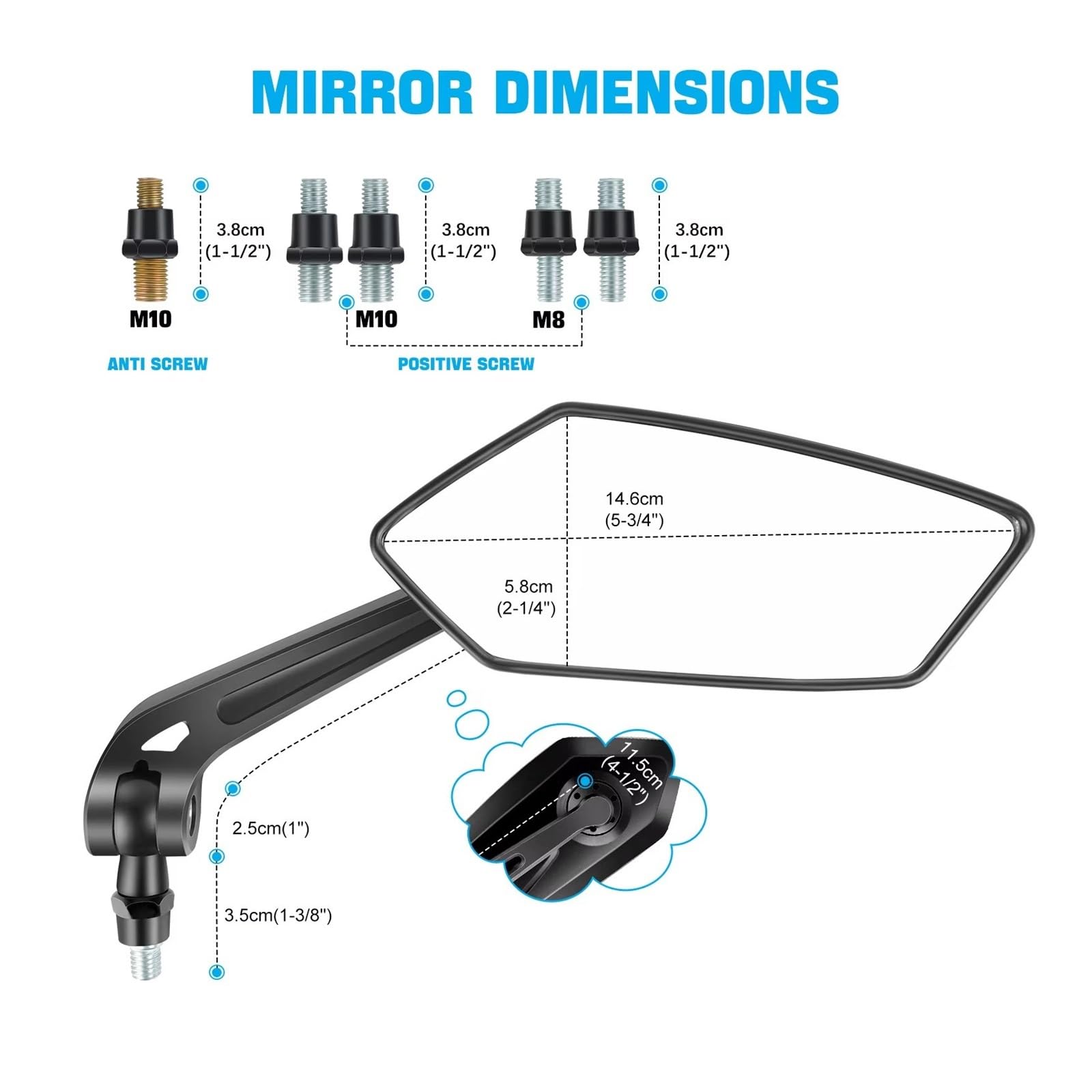 Retrovisores Laterales Reflector Espejo Retrovisor Manillar Giratorio Ajustable Transparente Scooter Eléctrico Accesorios para Bicicleta Y Ciclismo Espejos Retrovisores