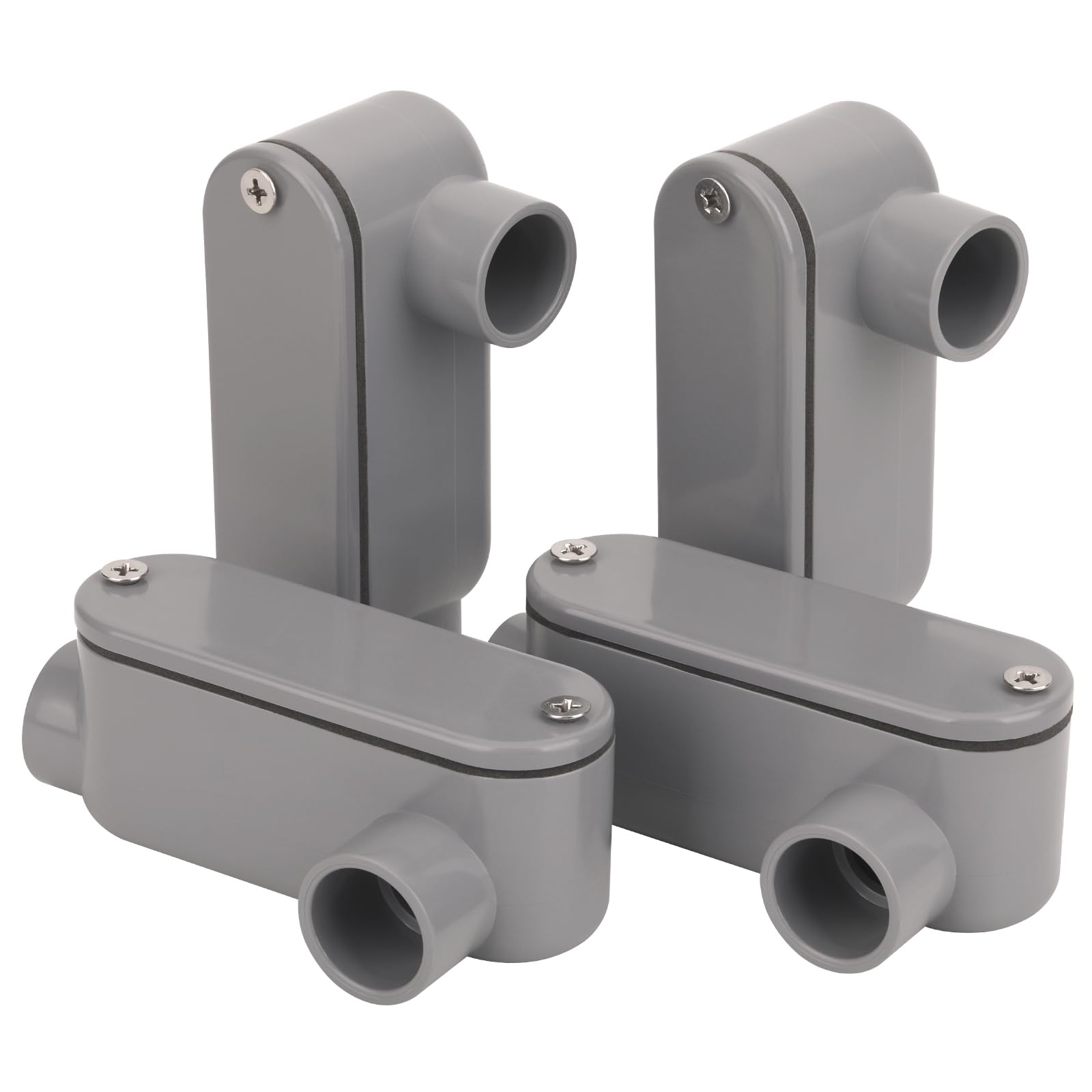 4Pack 3/4 Inch Rigid PVC Conduit Body Type LB, Slip x Slip PVC Conduit Bodies LB Type with Cover and Gasket, Gray — Amazon image 12