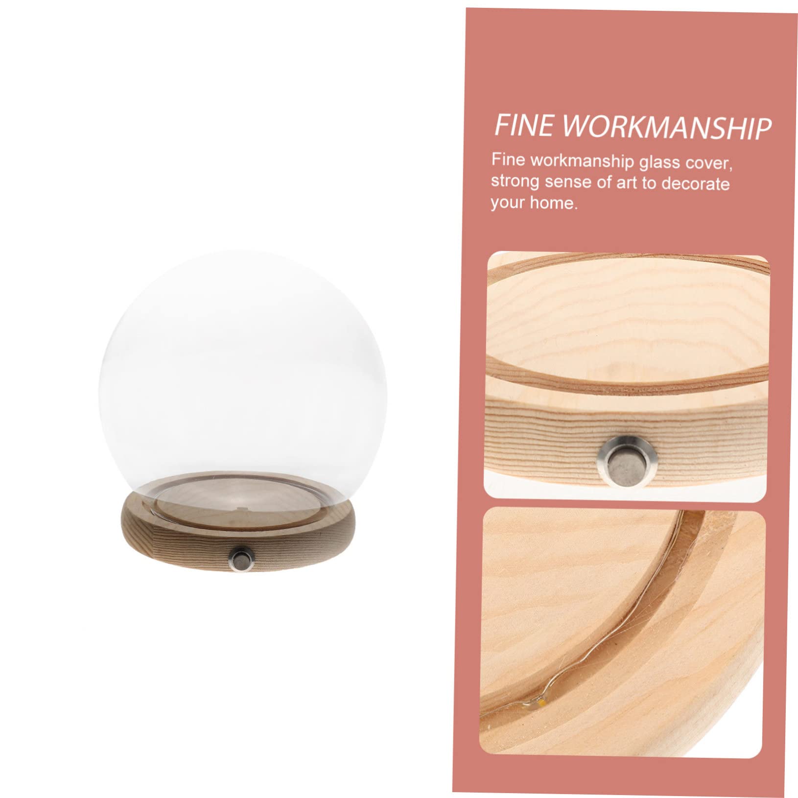 Toyvian Copertura in Vetro per Fiori Eterni con Base in Legno Naturale Cloche Decorativa Luminescente per Casa Vetrina Trasparente con Piedistallo Piatto Centro Tavola Romantico e