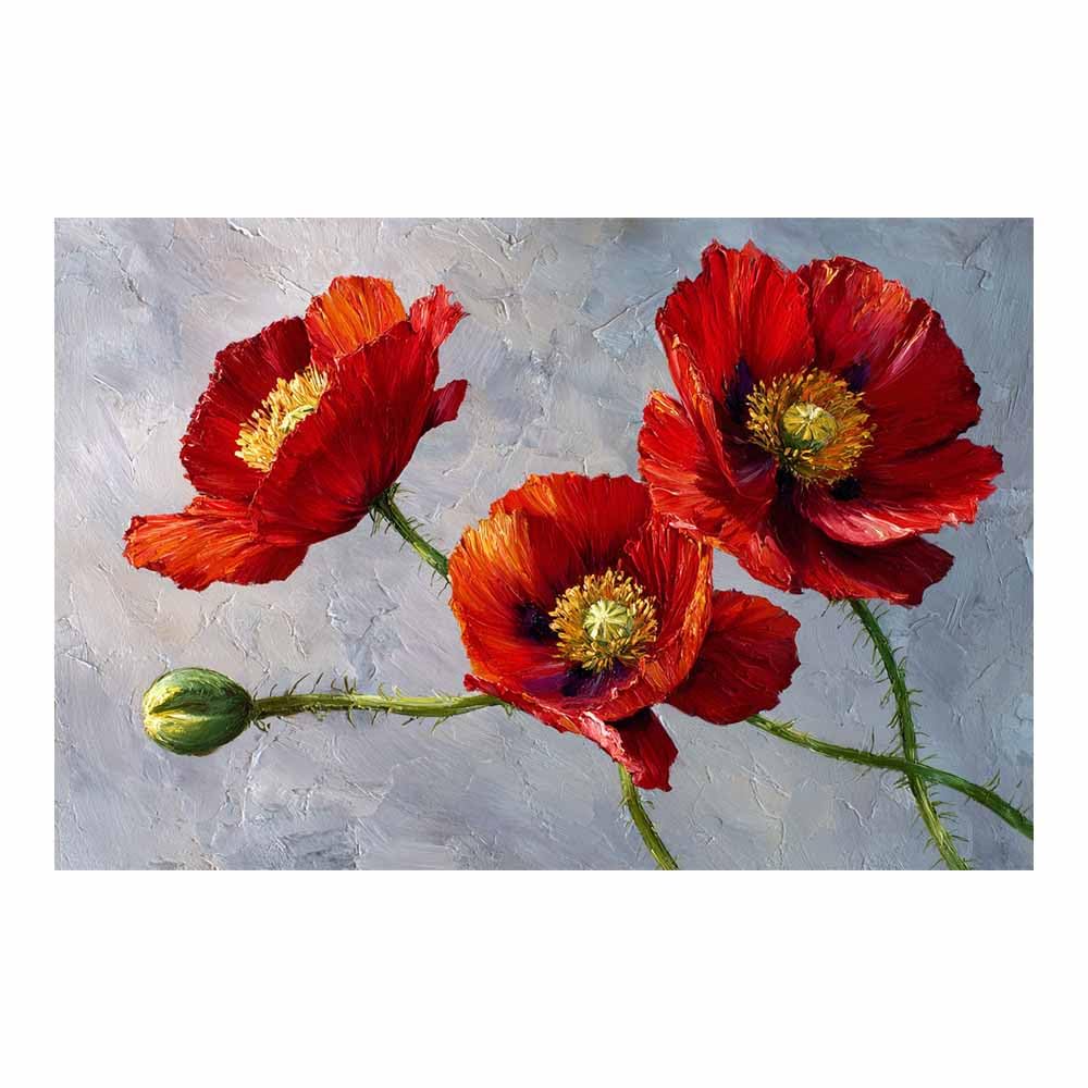 Hoqiu Multicolor Flower Posters Red Poppy Oil Painting Modern Canvas Wall Art, Decorative Paintings, Canvas Painting Wall Art For Home Decor.(Multicolor)-80X120cm Unframed