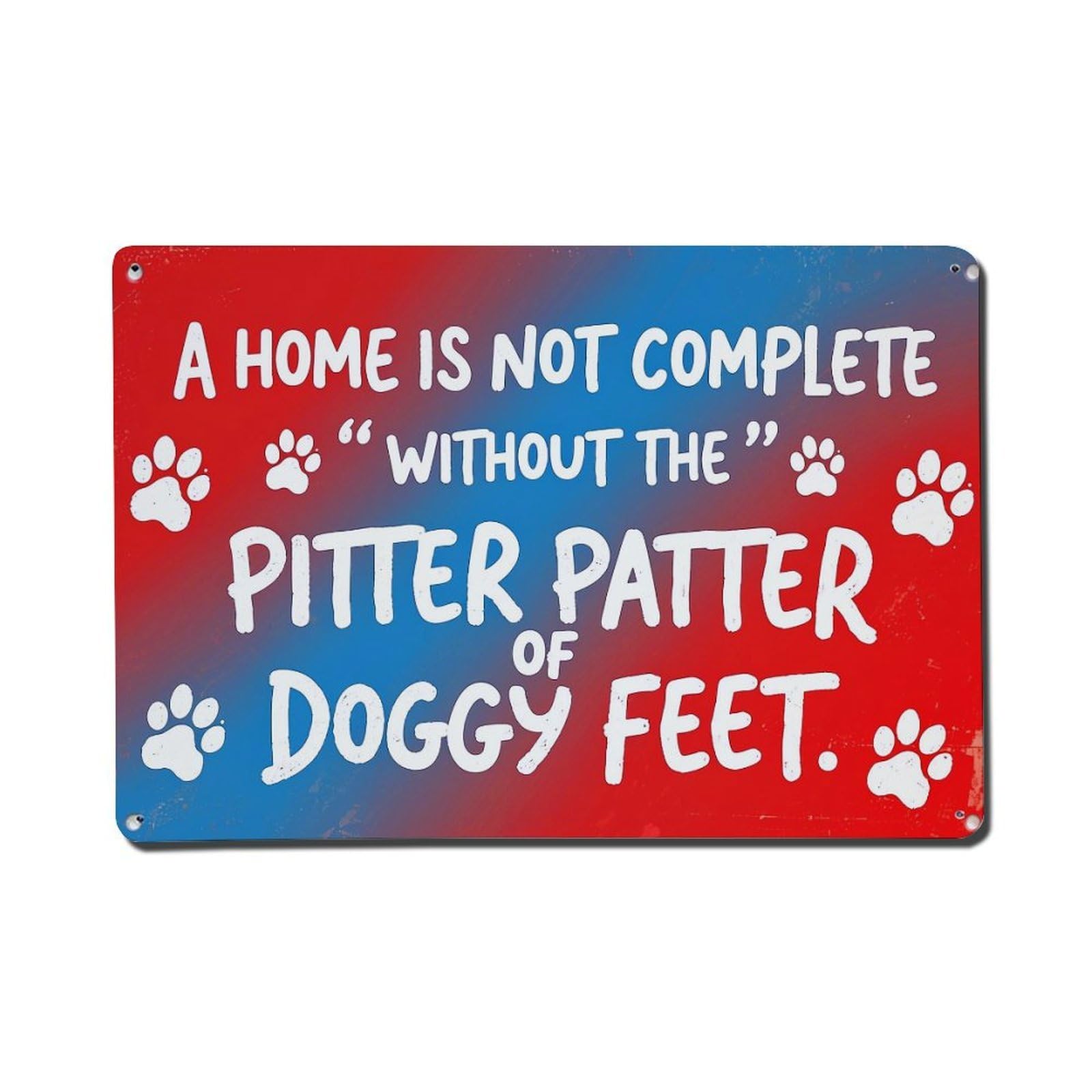 Paw Prints And Text Pattern Vintage Tin Sign Retro Metal Wall Decor Metal Poster, Home Bar Garage Farmhouse Cafe Wall Art Decoration 8x12Inches