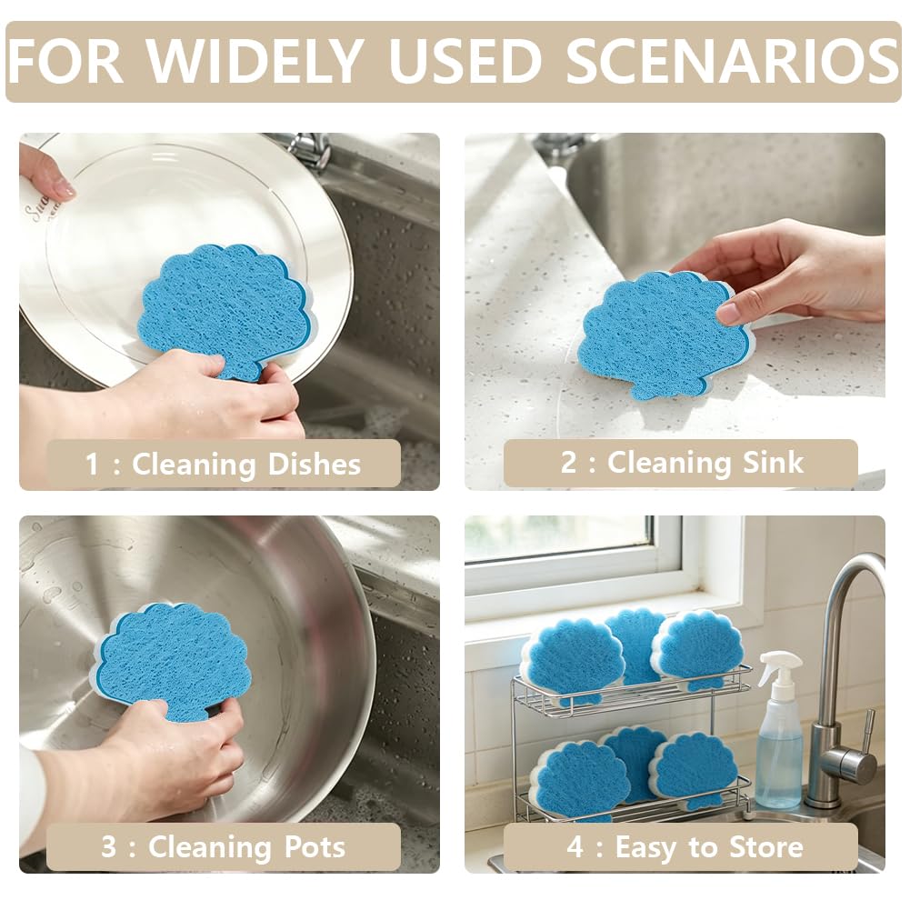 12 Esponja de Calavera para la Cocina, Esponjas de Cocina Lindas En Colores Negro Y, Absorbentes, de Doble Cara Y No Abrasivas para Limpiar la Cocina Y el Baño En Casa. Medidas de