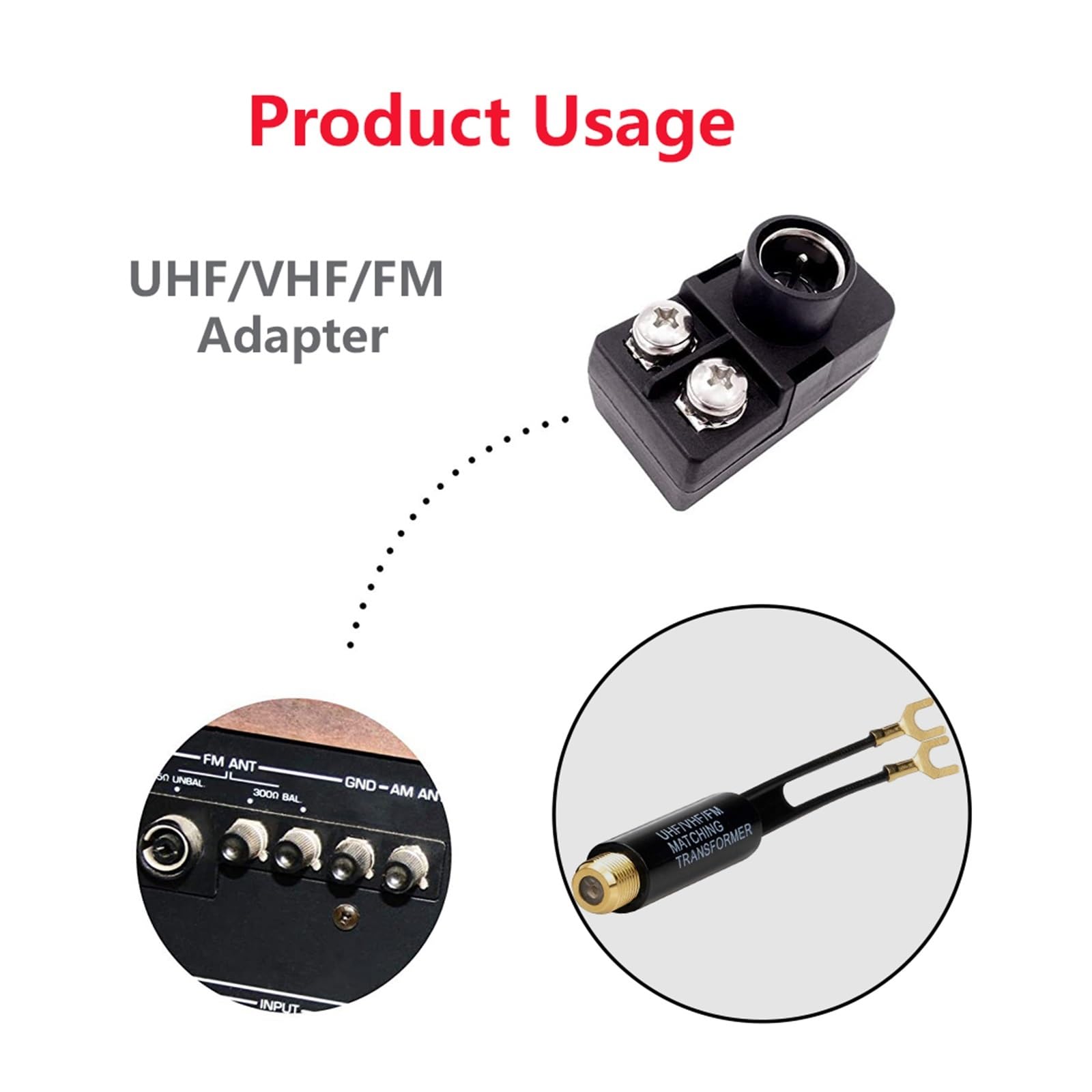 Adaptateur 75 Ohm à 300 Ohm Transformateur d'antenne UHF VHF FM F Femelle for antenne coaxiale TV radio RF(Gold x 5PCS)