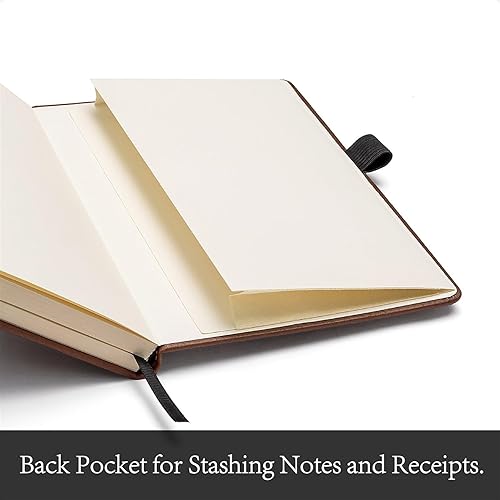 Miniatura 6 de Cuaderno A5 de cuero forrado con bolígrafo, 200 páginas, tamaño mediano de 5.9 x 8.4 pulgadas, papel grueso de 4.23 ozm, diario de tapa dura