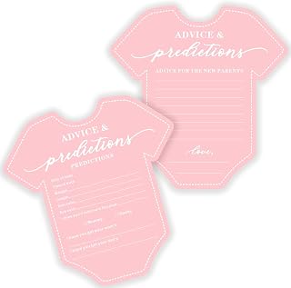 (set of 50) Baby Shower Suggestions and Prediction Cards 7.25 x7 Inch - Blue Onesie Double Sided Suggestions; Prediction Cards - Minimalist Baby Shower Decorations Girls Games