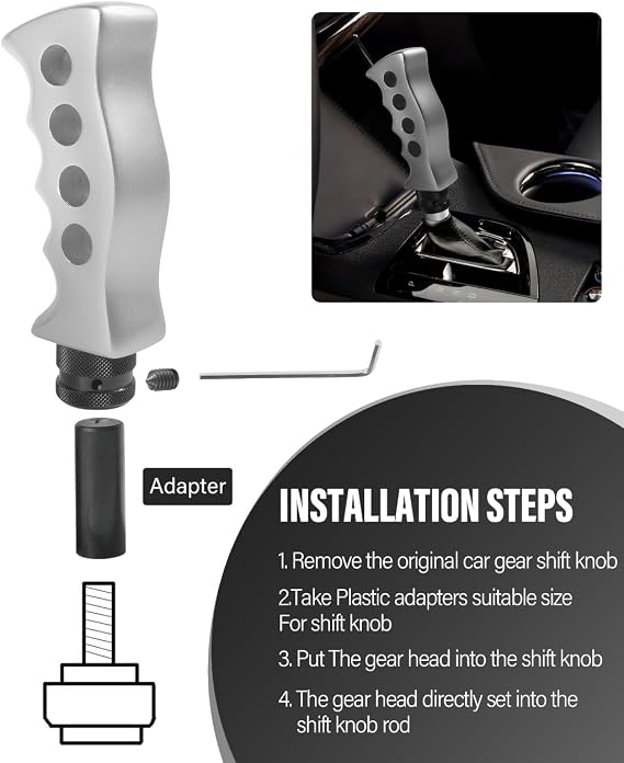 Zlirfy Car Gear Shift Knob,Automatic Shift Knob,Car Accessories,Car Grip Knife Handle Gear with Screws and Spanner,Replacement for Manual Vehicle (Silver)