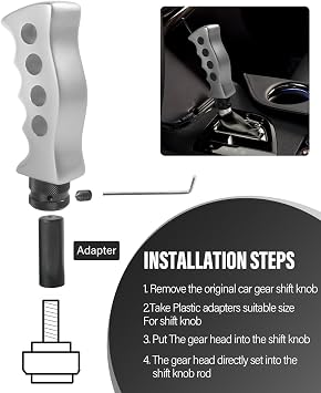 Zlirfy Car Gear Shift Knob,Automatic Shift Knob,Car Accessories,Car Grip Knife Handle Gear with Screws and Spanner,Replacement for Manual Vehicle (Silver)