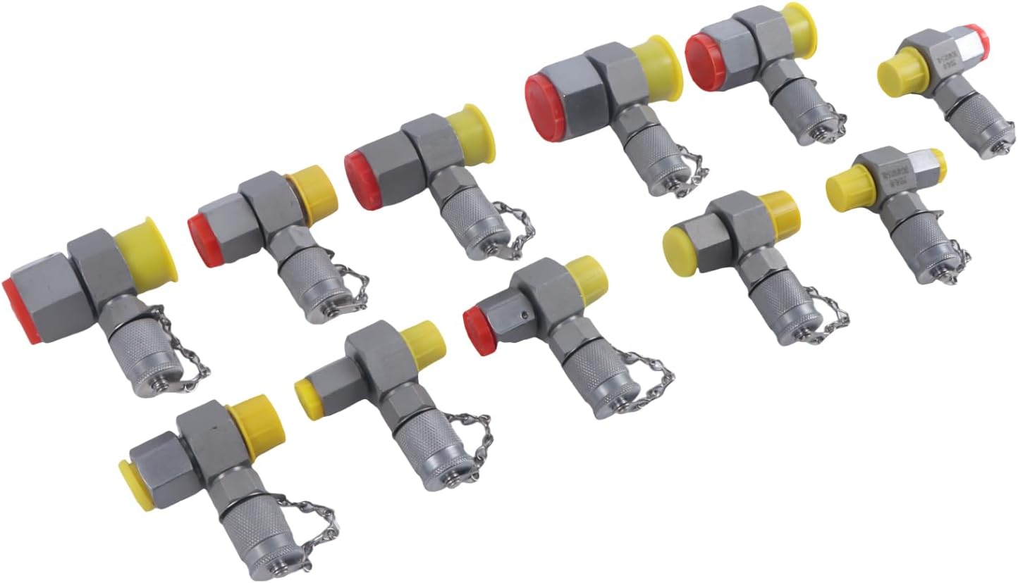 DKO Metric 11-Pack Hydraulic Swivel Run tees DKO Hydraulic Tester Tee Coupling Set for Excavator Construction Machinery Hydraulic System
