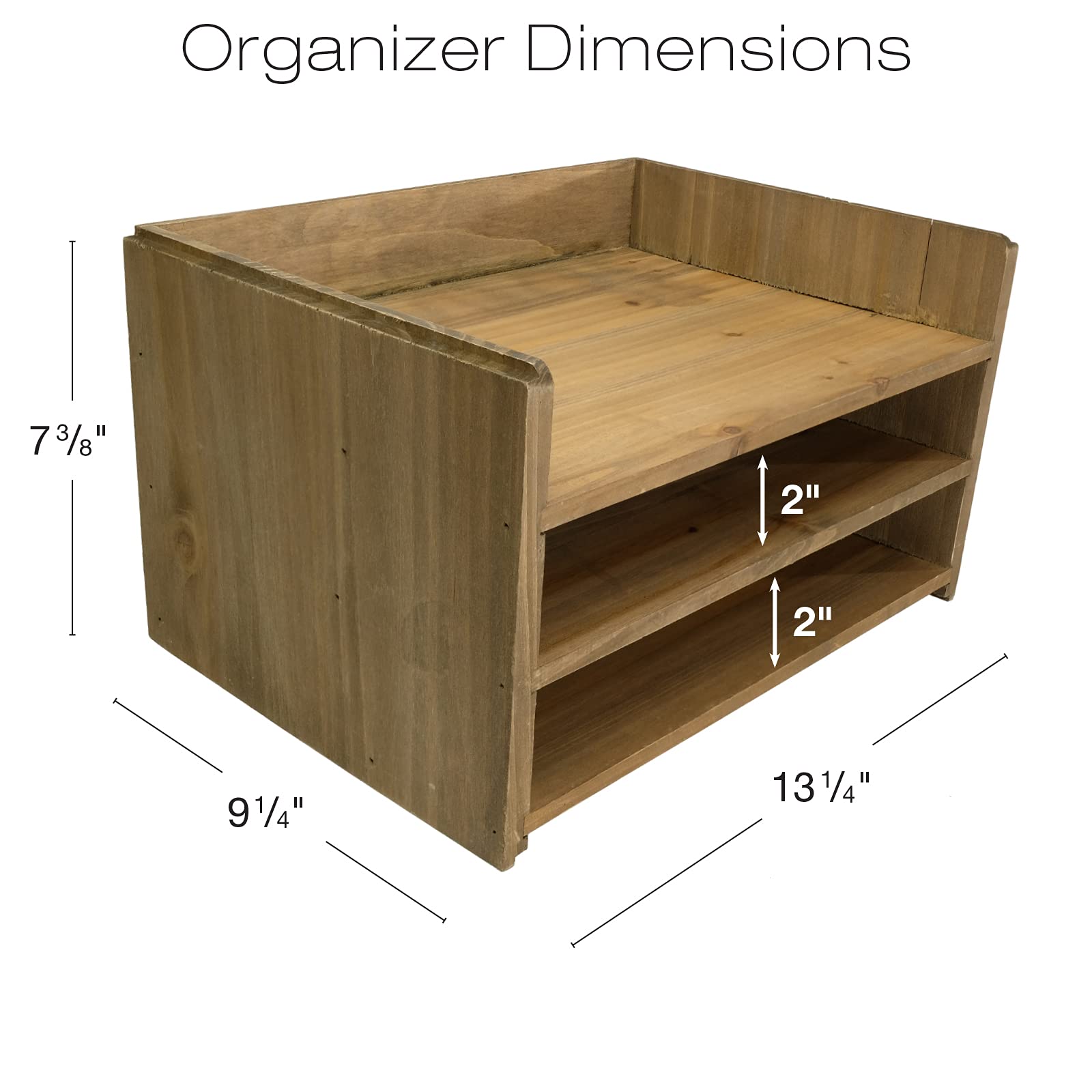 Excello Global Products Wooden Stackable Letter Tray: Desktop Organizer for Files, Folders, Binders, & Notebooks (Brown)