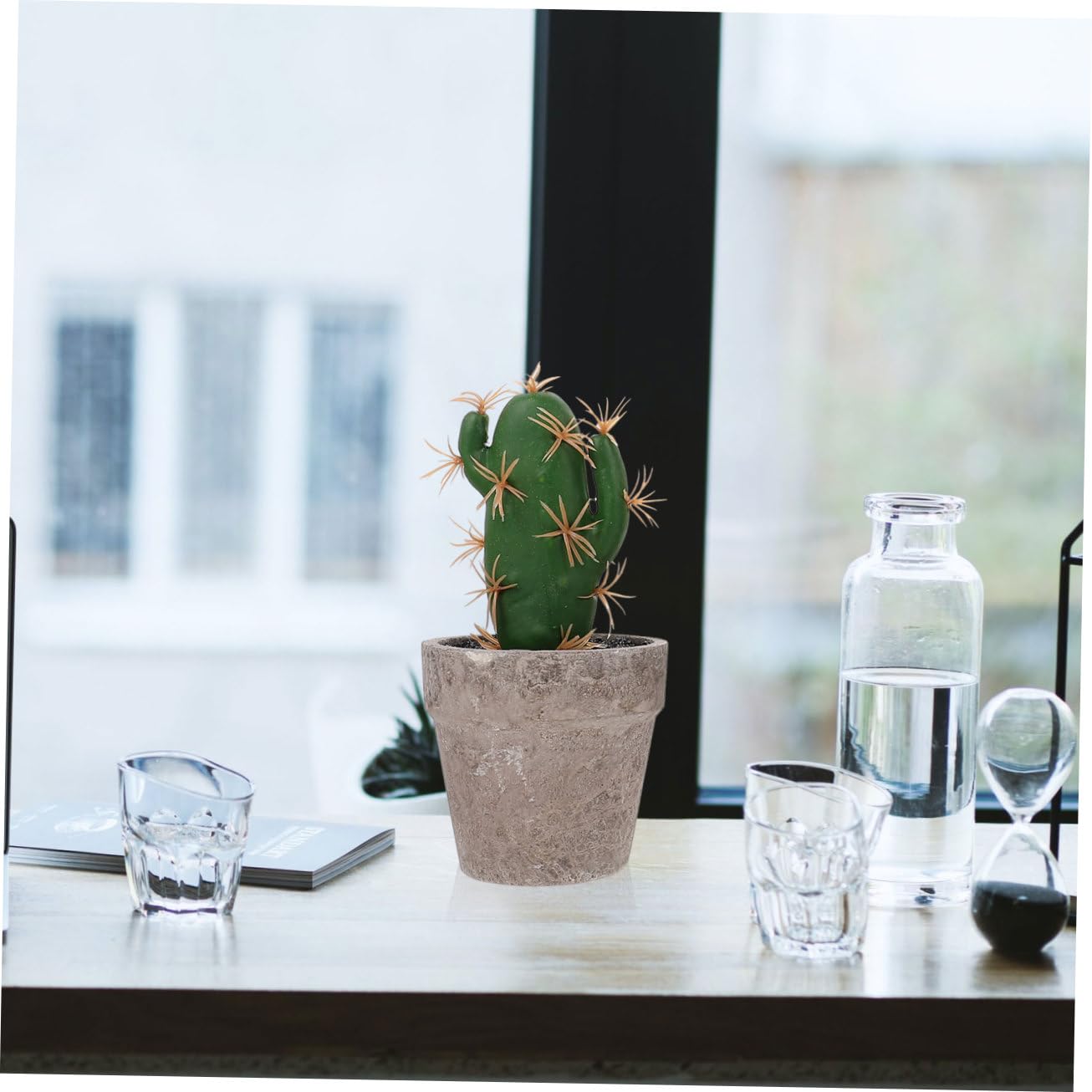 Baluue Set di 4 Piante Finte Succulente in Polpa e Plastica, Decorazione da Tavolo Verde per Cucina e Camera, Facile Cura Aspetto Naturale e Fresco