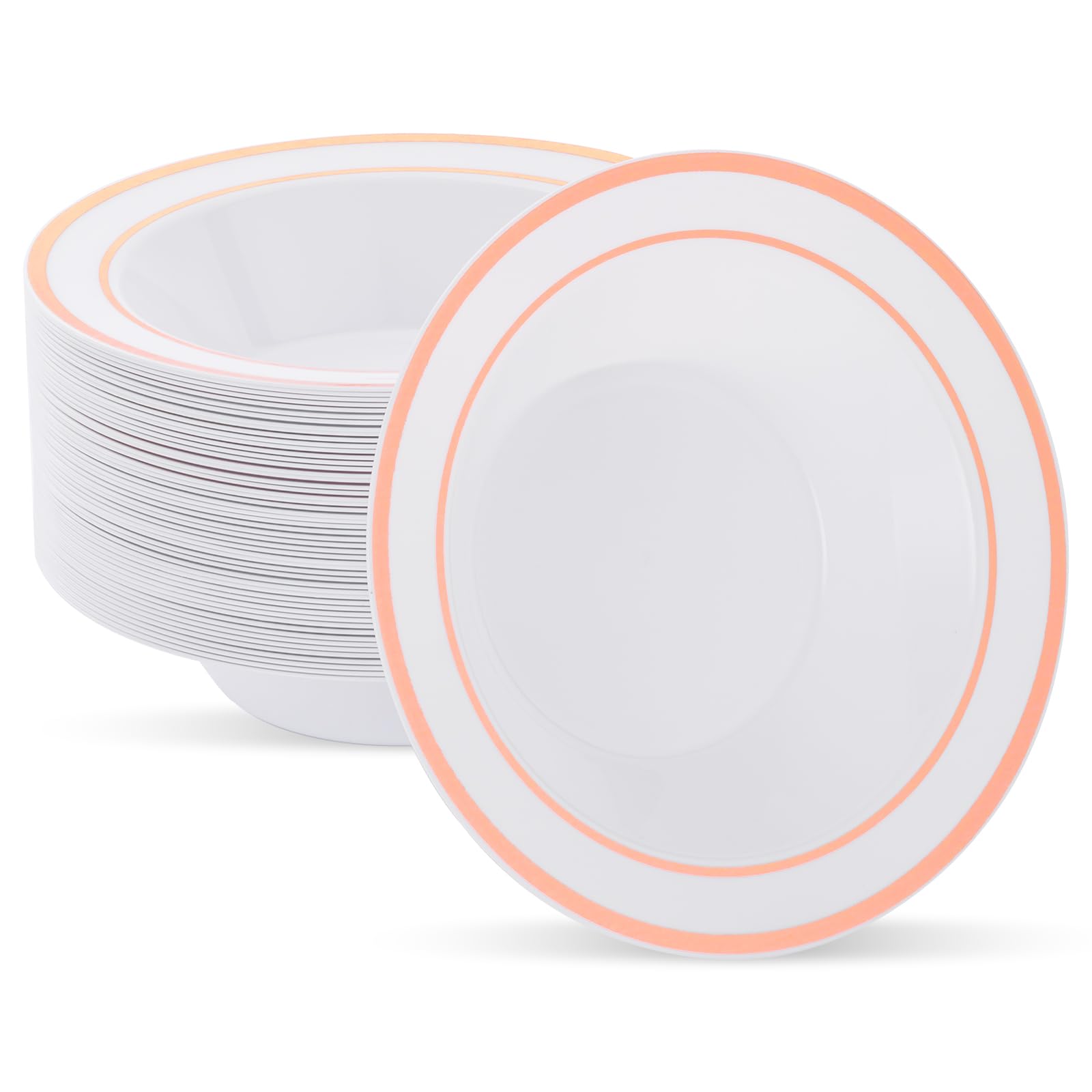 Disposable Soup Bowls with Silver Rim - 50 Pack -8 Disposable Soup Bowls with Silver Rim - 50 Pack -8