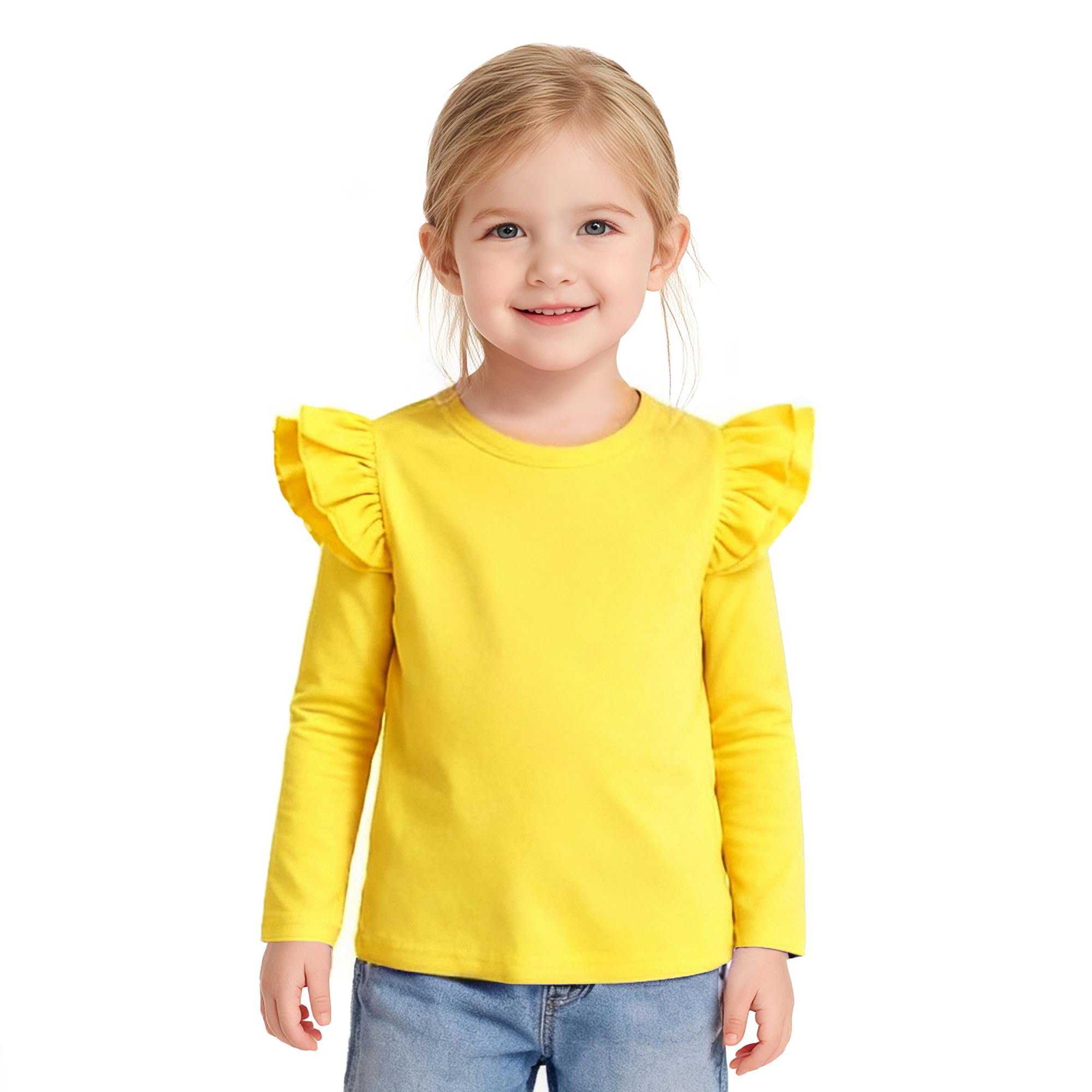 Toddler Baby Girls Solid Color Ruffle T Shirt
