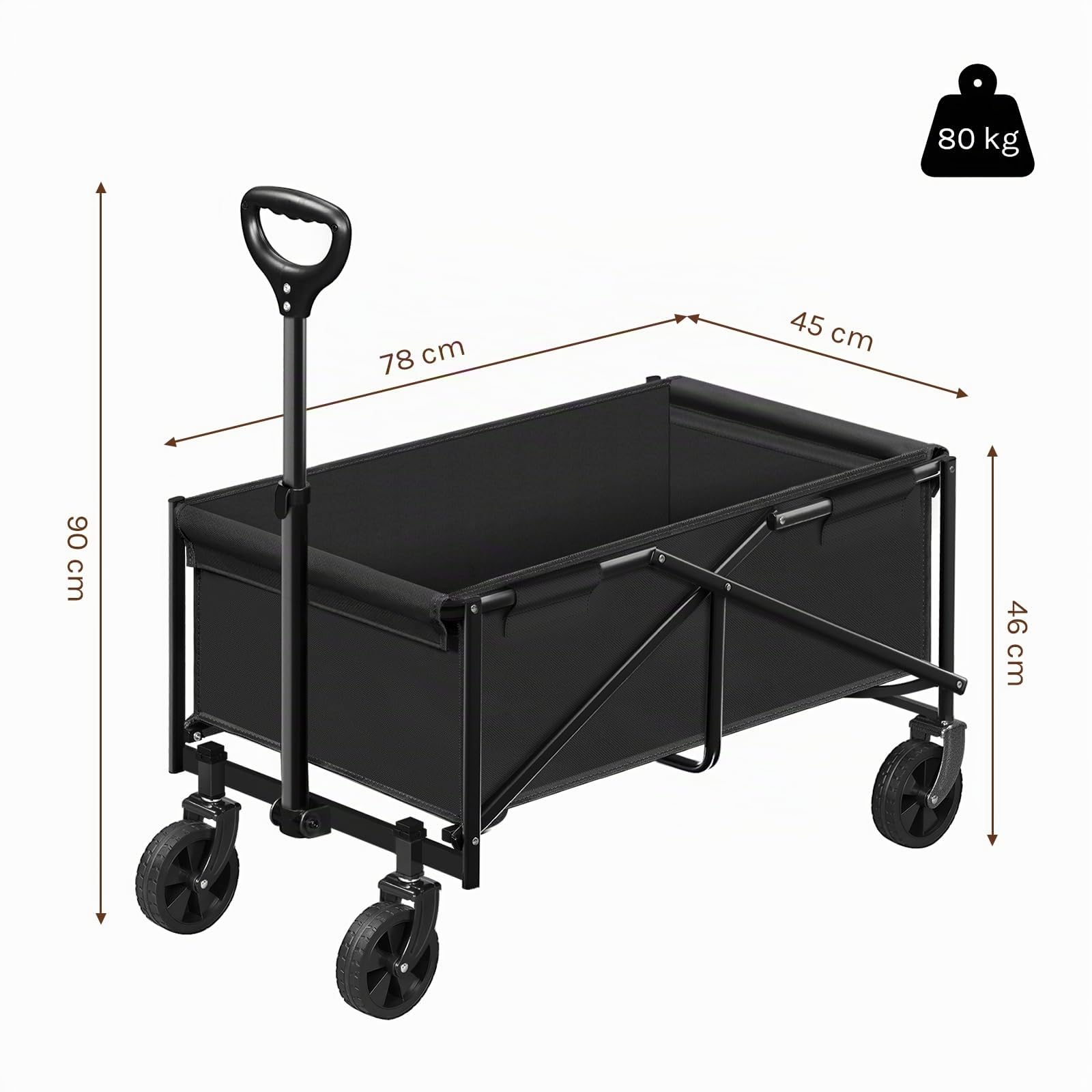 WOLTU Carrello da Giardino Pieghevole, Nero