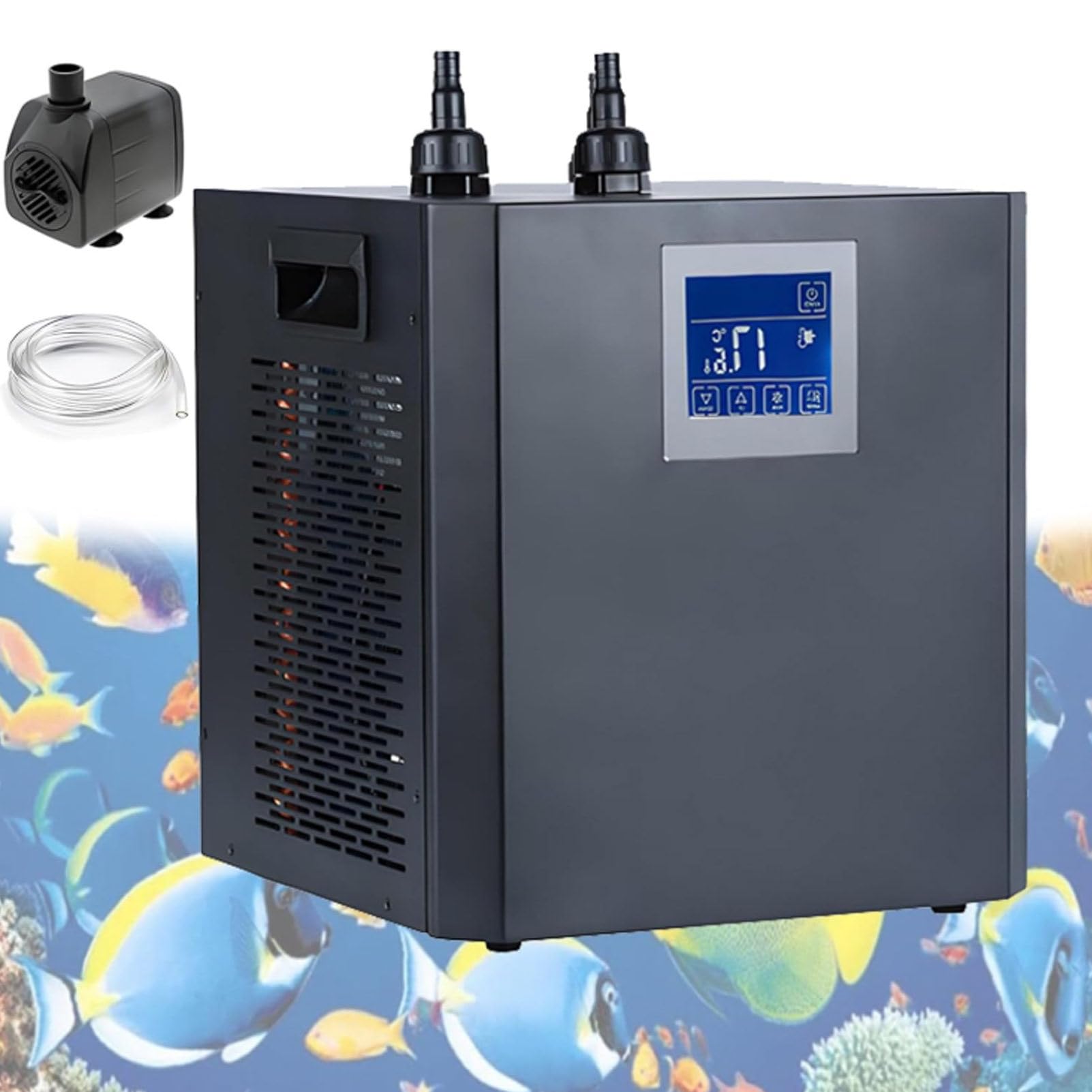 Hydravex Aquarium Chiller 79 Gal, 1/3 HP Water Chiller Machine, Hydroponic Cooling System, Fish Tank Chiller with Upgraded LED display, Pipe, Water Pump, Remote Control, for Axolotl Jellyfish