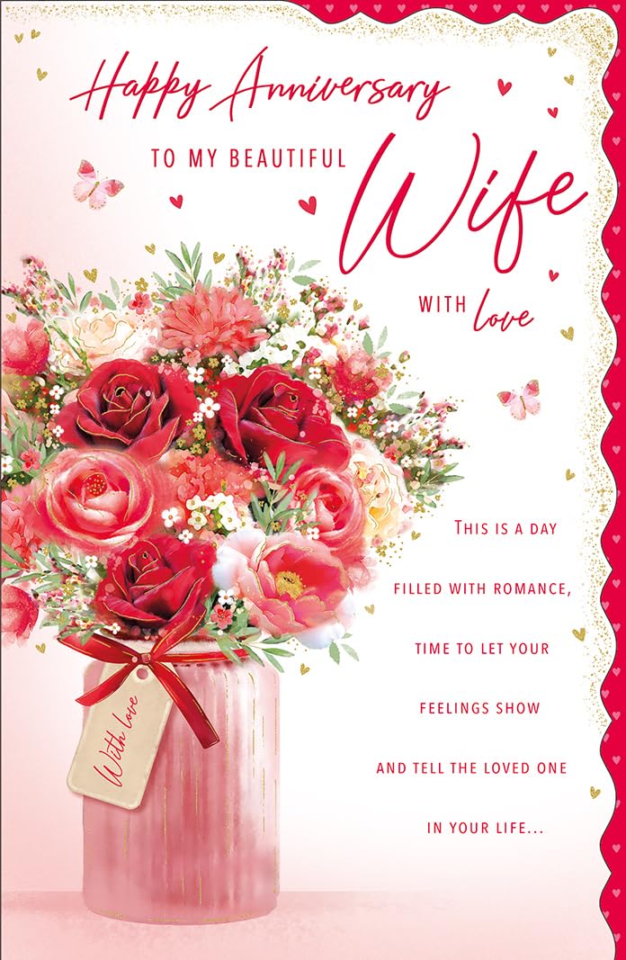 Anniversary Card, To My Beautiful Wife - 12 x 8 inches - Regal Publishing