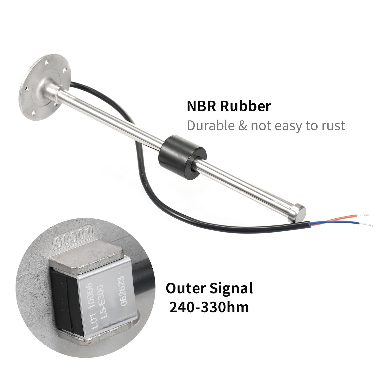 Shkalacar Sensor de Nivel de Combustible 240-33ohm para Barco Coche Camión RV, Agua para Medidor de Combustible Unidad de Emisor de Combustible de Acero Inoxidable 200mm