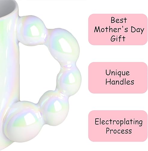 Miniatura 2 de YITETTTI Taza de café de cerámica, taza de café grande de 20 onzas para la oficina y el hogar, taza plateada, para té con leche, día conmemorativo,