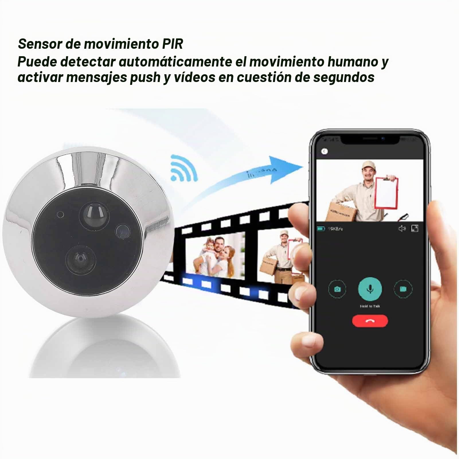 Cámara de mirilla para puerta de apartamento, timbre de vídeo WiFi, cámara de puerta digital con pantalla LCD TFT a color de 4,3 pulgadas, visor de puerta para oficina en casa