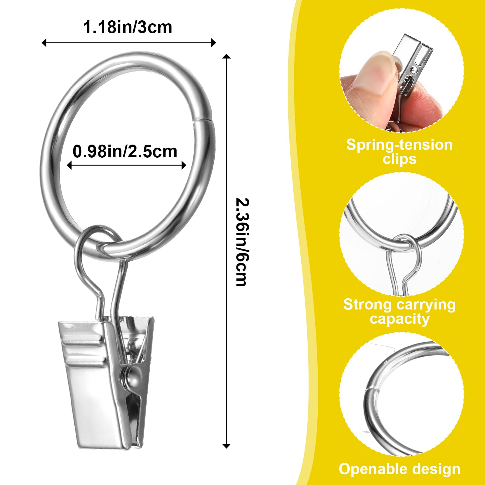 16 Pack Curtain Clips with Rings Premium Stainless Steel Window 1