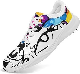 Spikeless Golf Shoes for Men, Women's Breathable Abstract Art Non-Slip Sports Walking Shoes with Air-Outer Golf Sneakers
