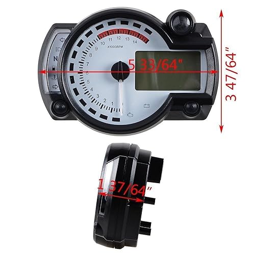 Miniatura 3 de Universal 15000 RPM 299 KMH MPH cuentakilómetros velocímetro tacómetro motocicleta 8-22 pulgadas rueda ajustar (blanco)