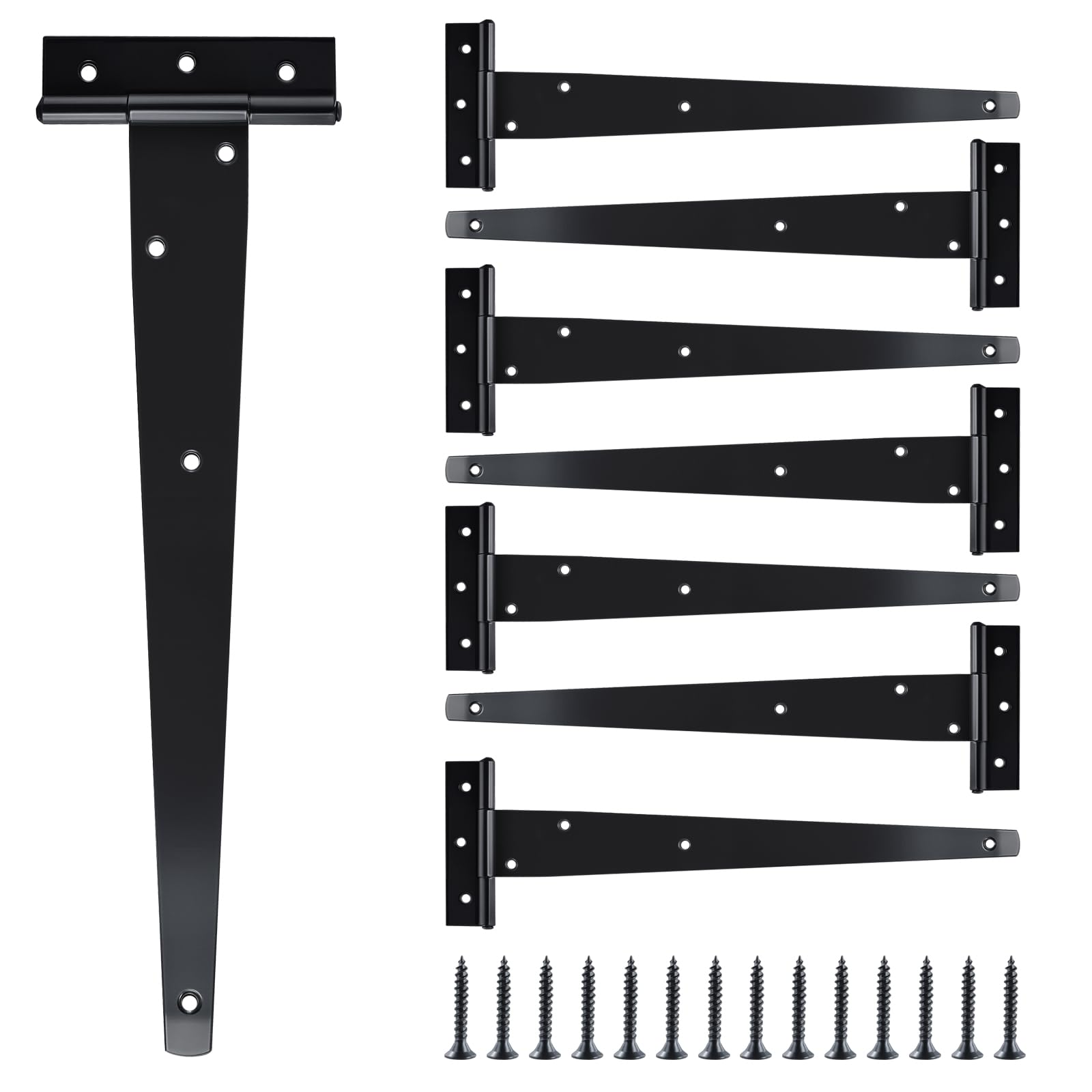 Jiayuet Black 8 Pcs 300Mm T Hinges, 12 Inch Shed Door Hinges For Gate Window