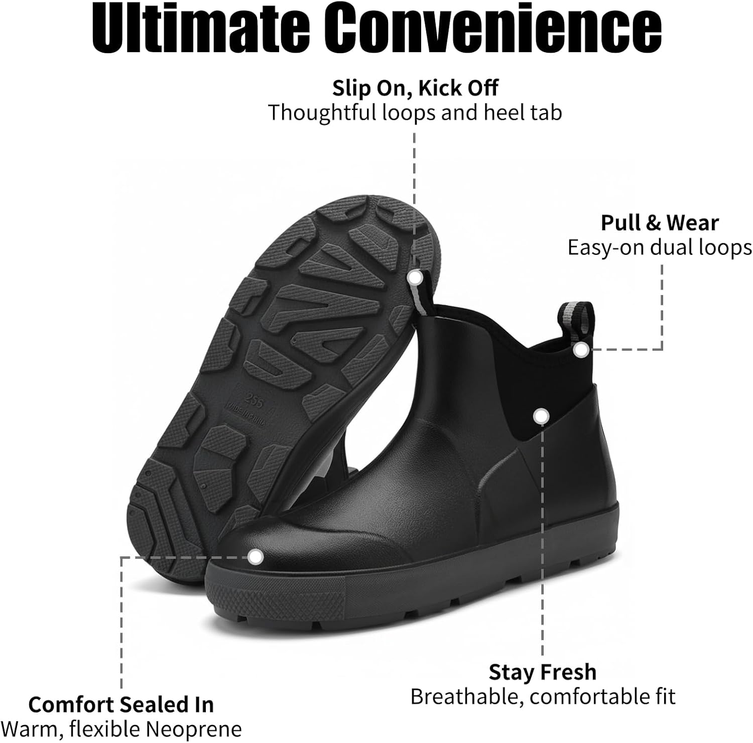 Simcat Men's Deck Boots, Waterproof Fishing Ankle Rain Boots, Outdoor Rubber Garde Anti-Sli Boots High-Performance Shoes for Farming - Image 7