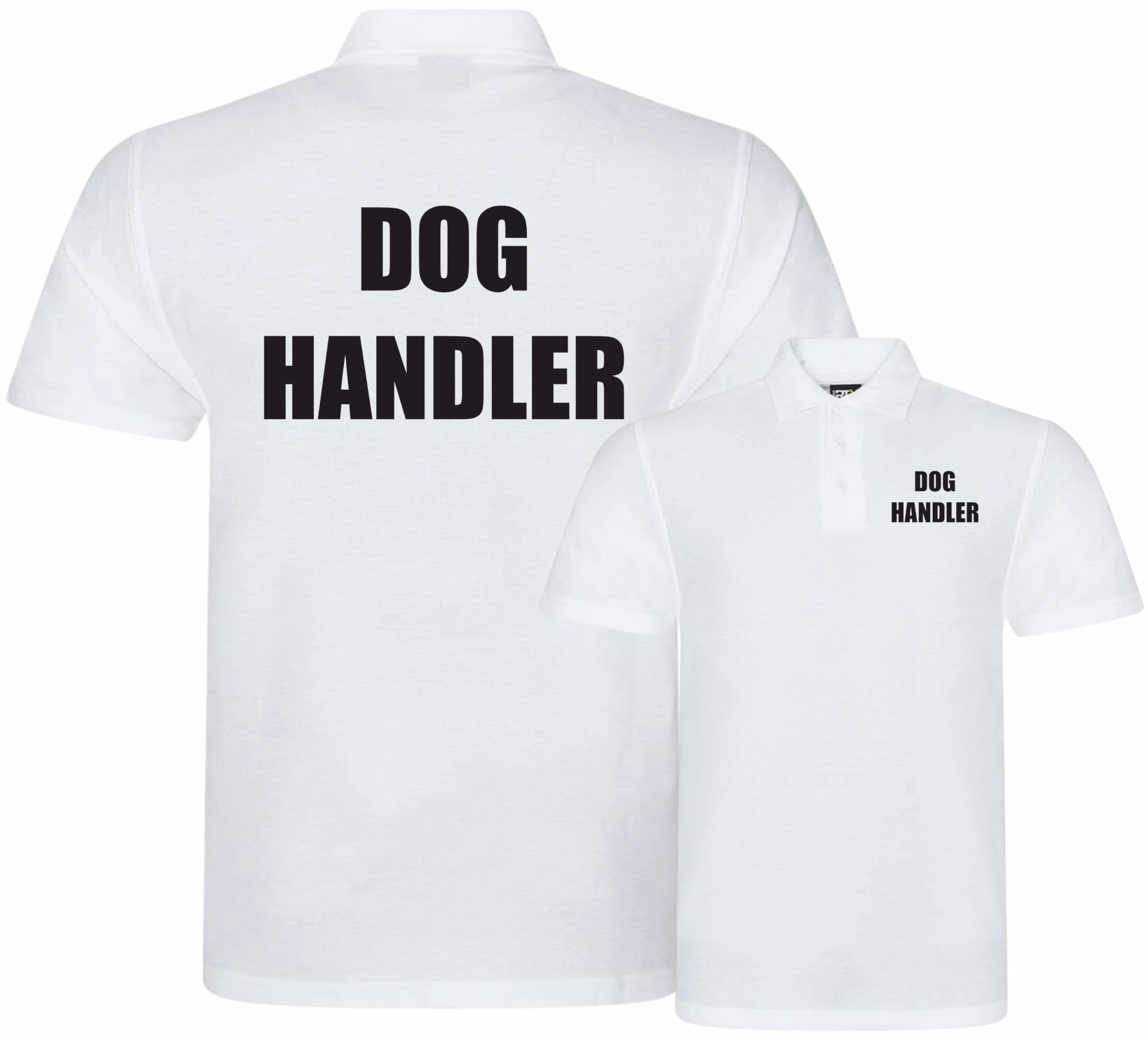 Brook Hi Vis Uk Unisex White Dog Handler Printed Polo Shirt, Security Officer, Security Guard Bouncer, Doorman, Events, Xxlarge