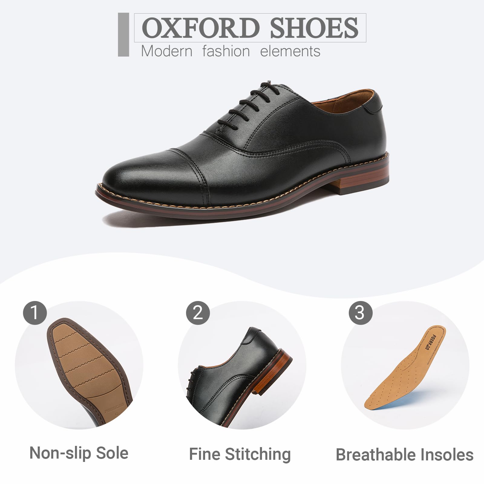 Chaussures Oxford en cuir pour homme – Qualité supérieure, ajustement confortable et design antidérapant