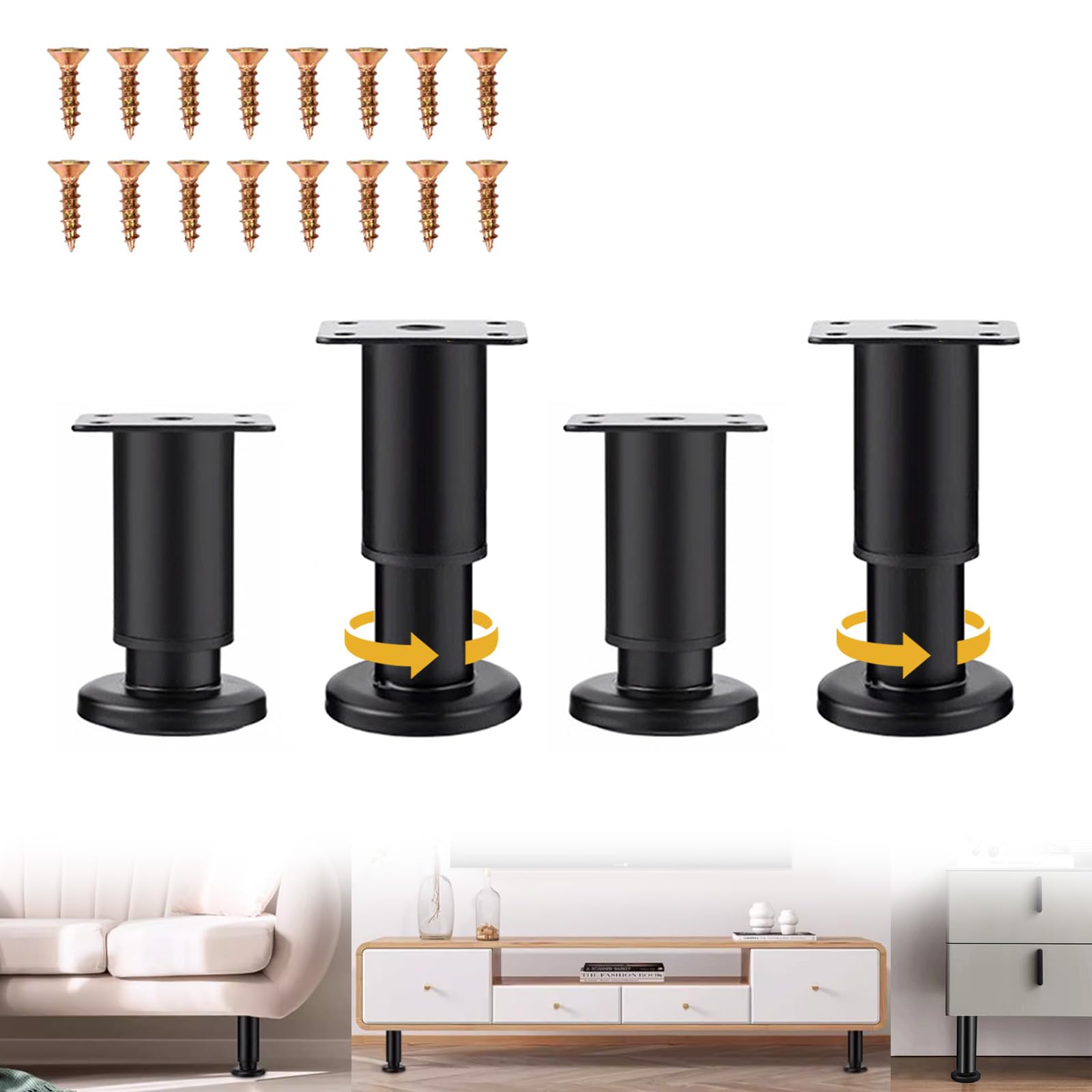 Amazon.co.jp: awliye ソファ 脚 家具脚 スチール製 伸縮式 レベリング