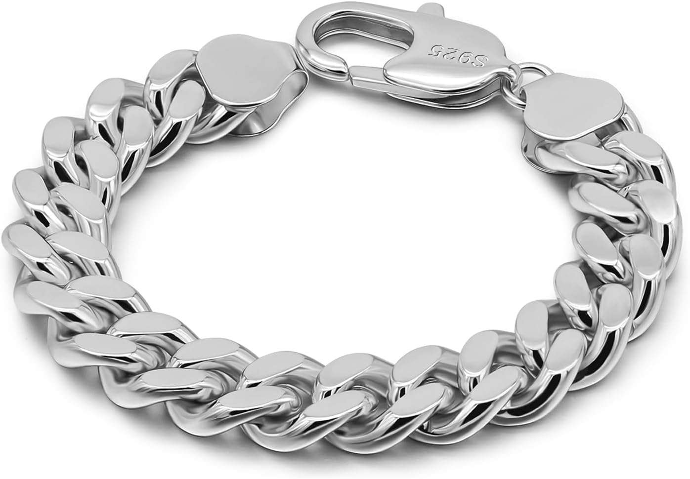 Dankadi Italian Men 925 Sterling Silver Bracelet 8-10-12MM Solid Miami Cuban Link Curb Chain 7" 7.5" 8" 8.5" 9" 9.5" 10" Bangle Man Jewelry Gift (Silver 12MM Smooth, 8.5 inch)